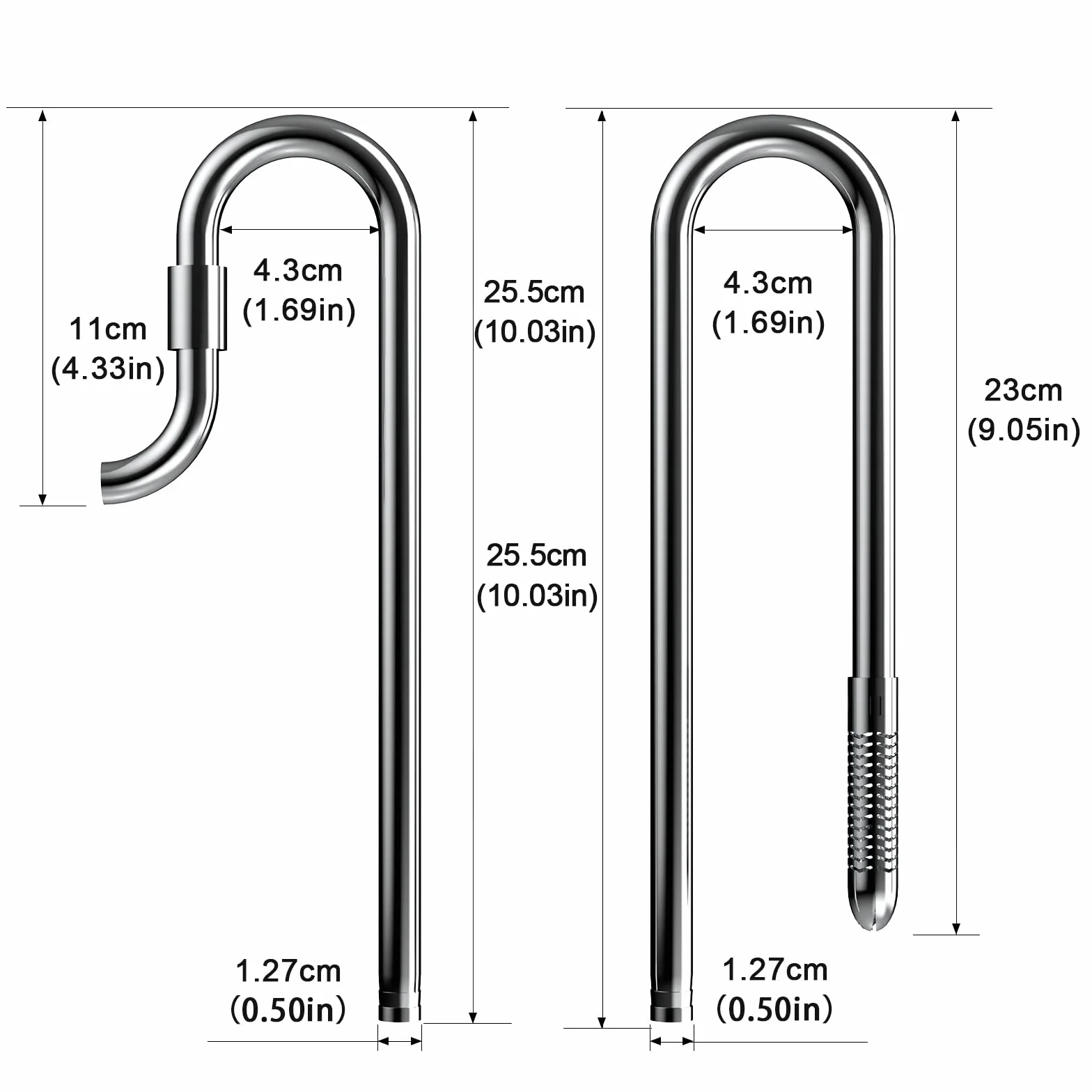 FZONE 10-inch Mini Tubo di Ingresso e Uscita in Acciaio Inossidabile a Forma di Giglio per Acquario