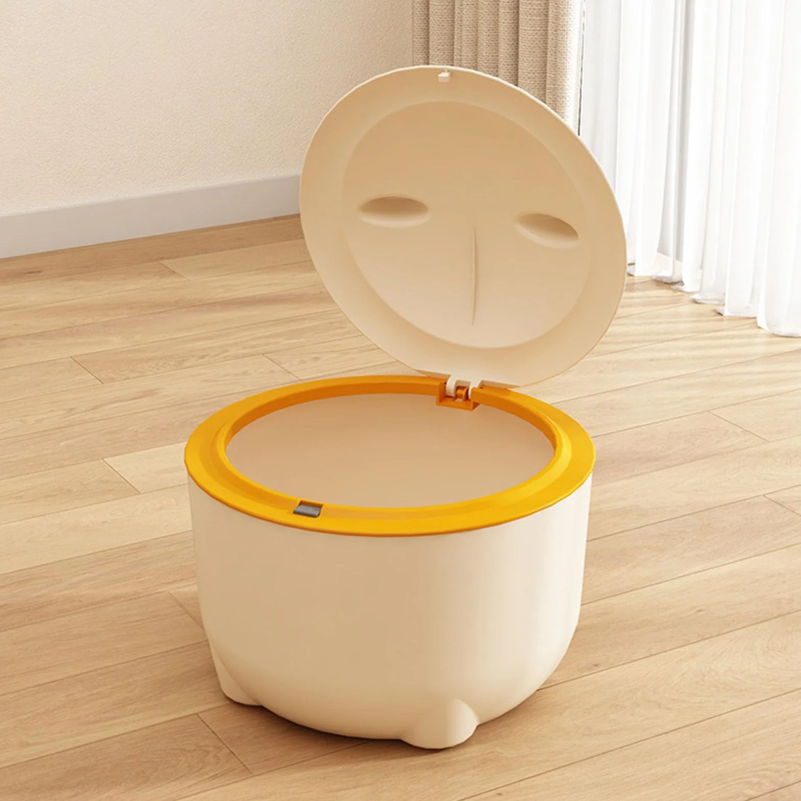 Pattumiera multifunzionale per gatti con coperchio a pressione dal design chiuso, ideale per il controllo degli odori in una soluzione di rifiuti domestici adatta ai gatti