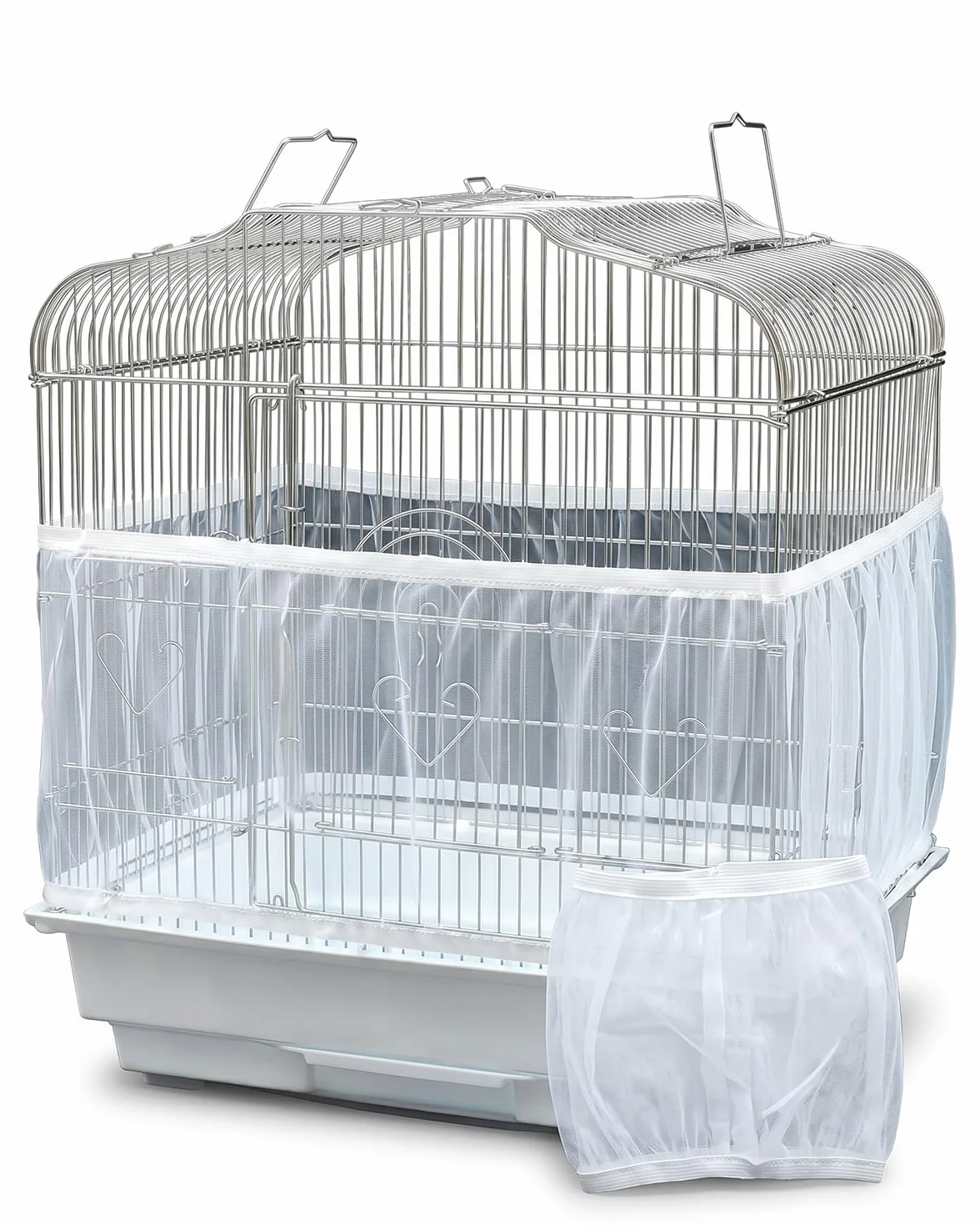 Rete per Gabbia Uccelli 2 PEZZI, Copertura Protettiva Regolabile in Nylon Anti-Sporco per Pappagalli, Raccoglitore Semi Universale per un Ambiente Pulito.