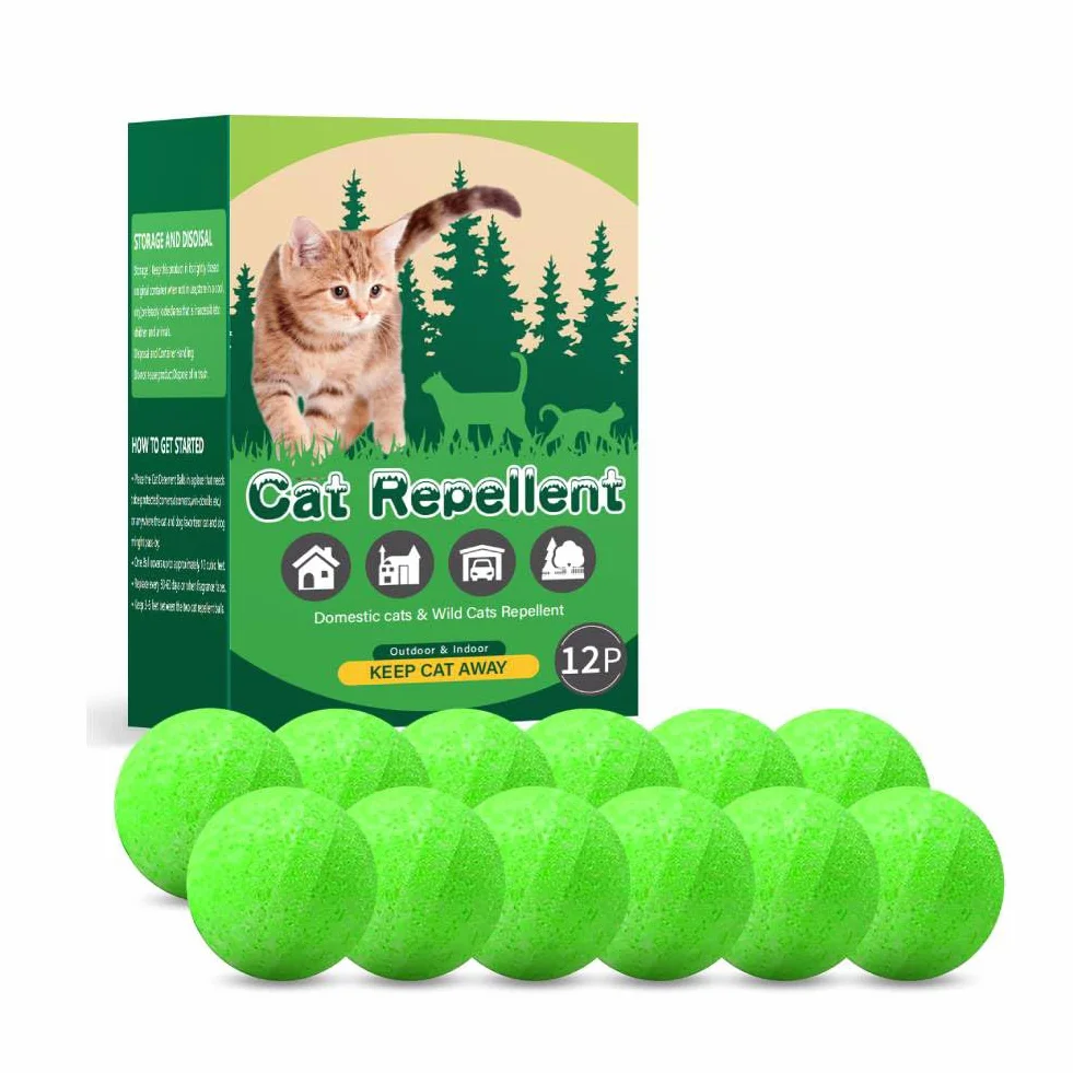 Confezione da 12 deterrenti per gatti per esterni e interni, olio di menta piperita naturale, deterrente per gatti, palla deterrente per cani per tenere i gatti lontani dal prato, cortile