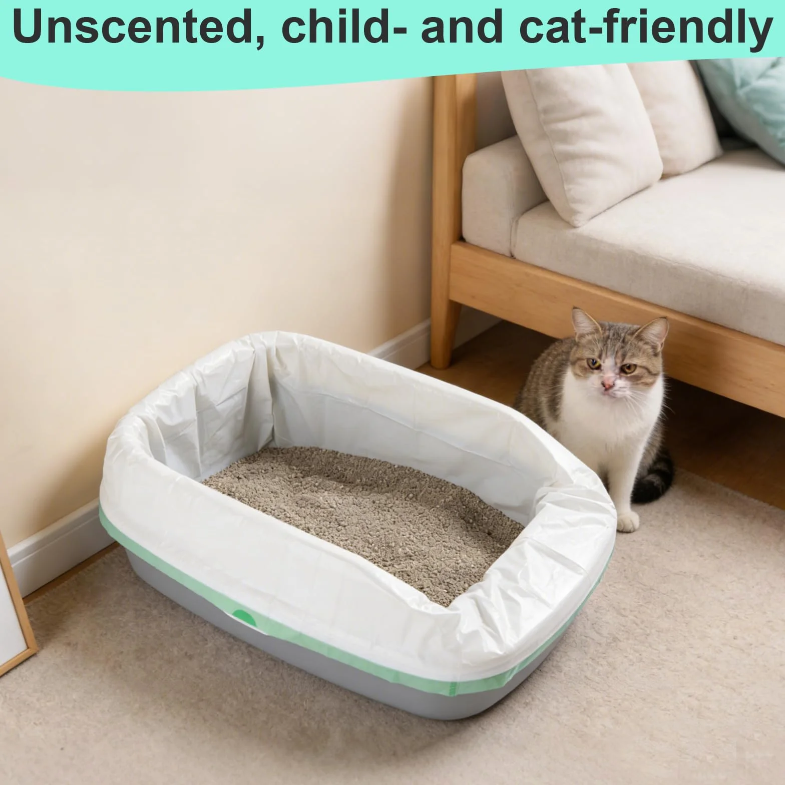 60 sacchetti per lettiera, sacchetti per toilette per gatti, per toilette elettrica autopulente, biodegradabili, impermeabili, resistenti allo strappo, 58x35 cm