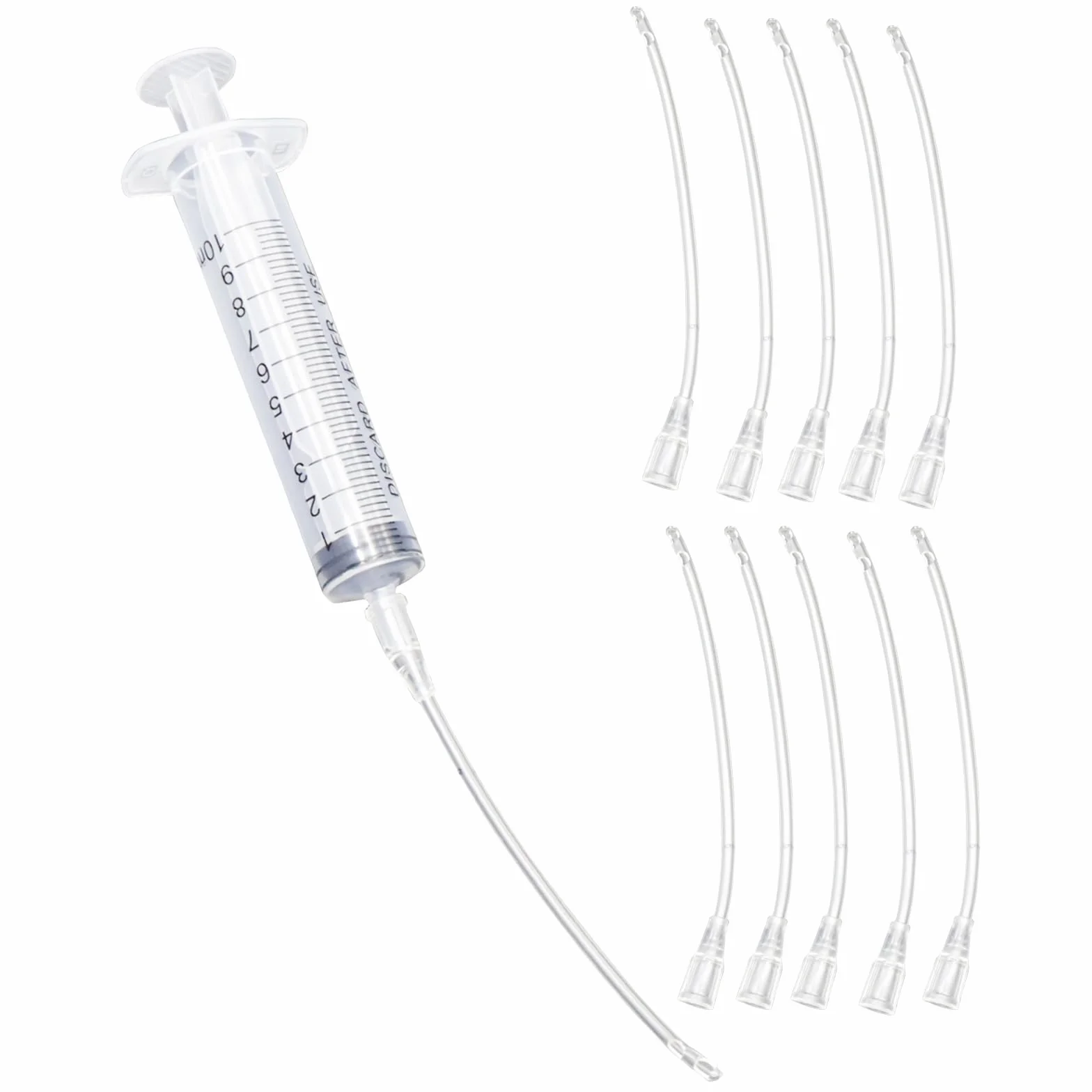 Siringa con tubo, set di mangiatoia per uccelli giovani, siringa da 10 ml con 10 pezzi di tubo, accessori per piccioni, siringhe per fornitura di uccelli baby pappagalli, strumento per alimentazione