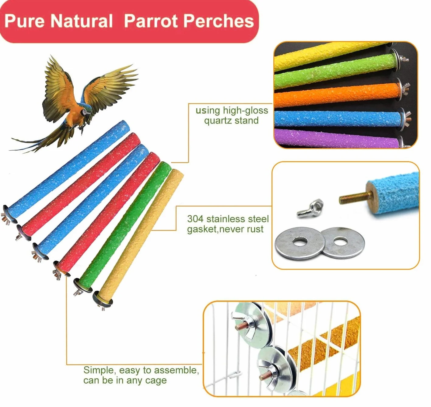 posatoi pappagalli, Giochi per pappagalli 6PCS Uccello Domestico Piattaforma Giocattolo di Masticare Pulizia della Zampa Giocattoli di Pappagallo