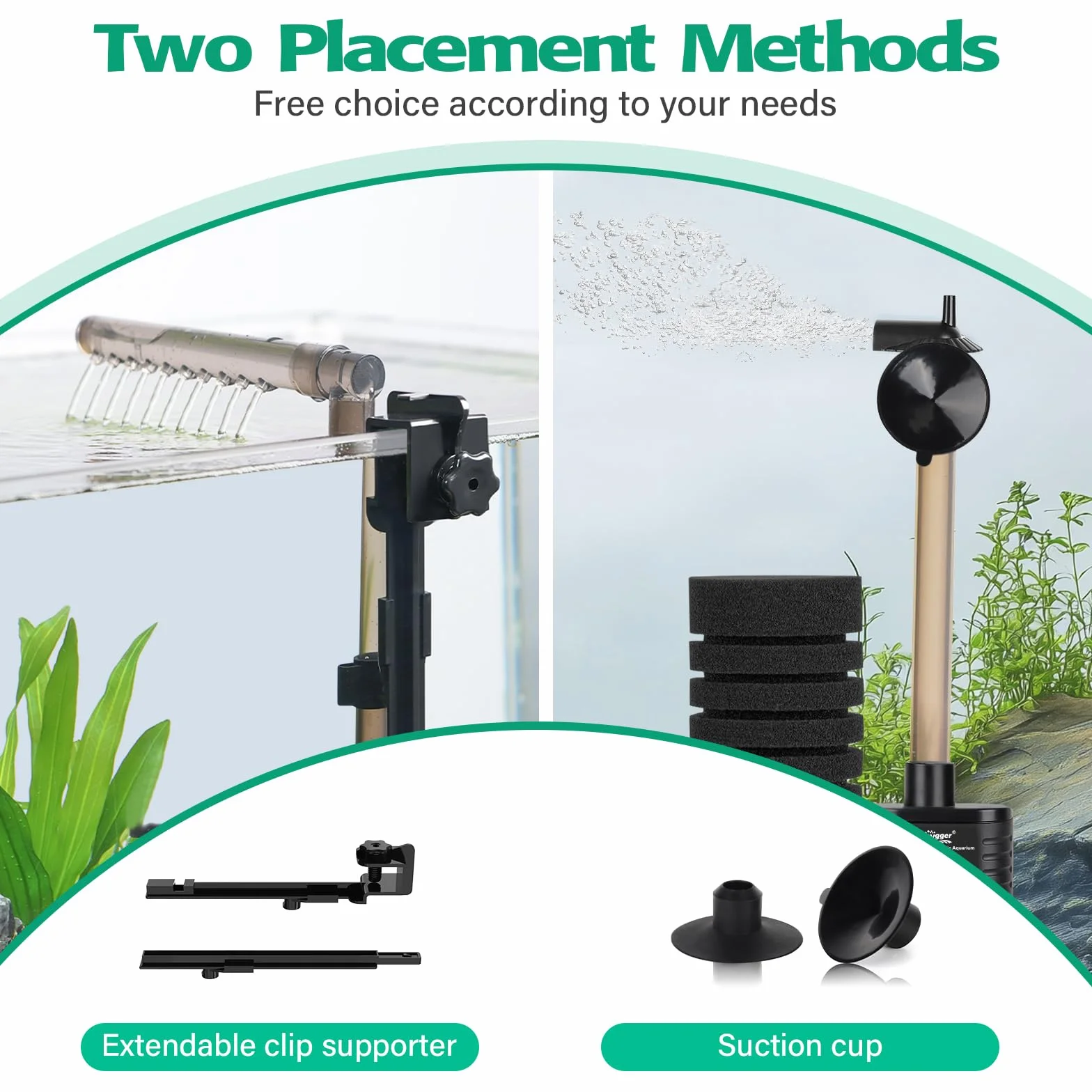 hygger Elettrico Filtro Acquario,Quiet Power Spugna Filtro per Acquario,Fish Tank Filter con Sfere Ceramica for up to 75L Breeding Fry Betta Shrimp Tank (S)