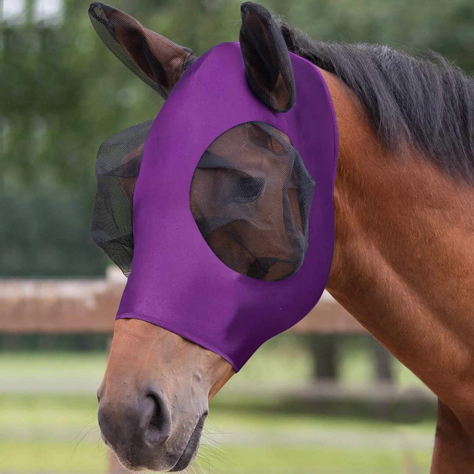 Maschera Antimosche per Cavallo con Paraorecchie, Protezione UV, Rete Morbida Elastica