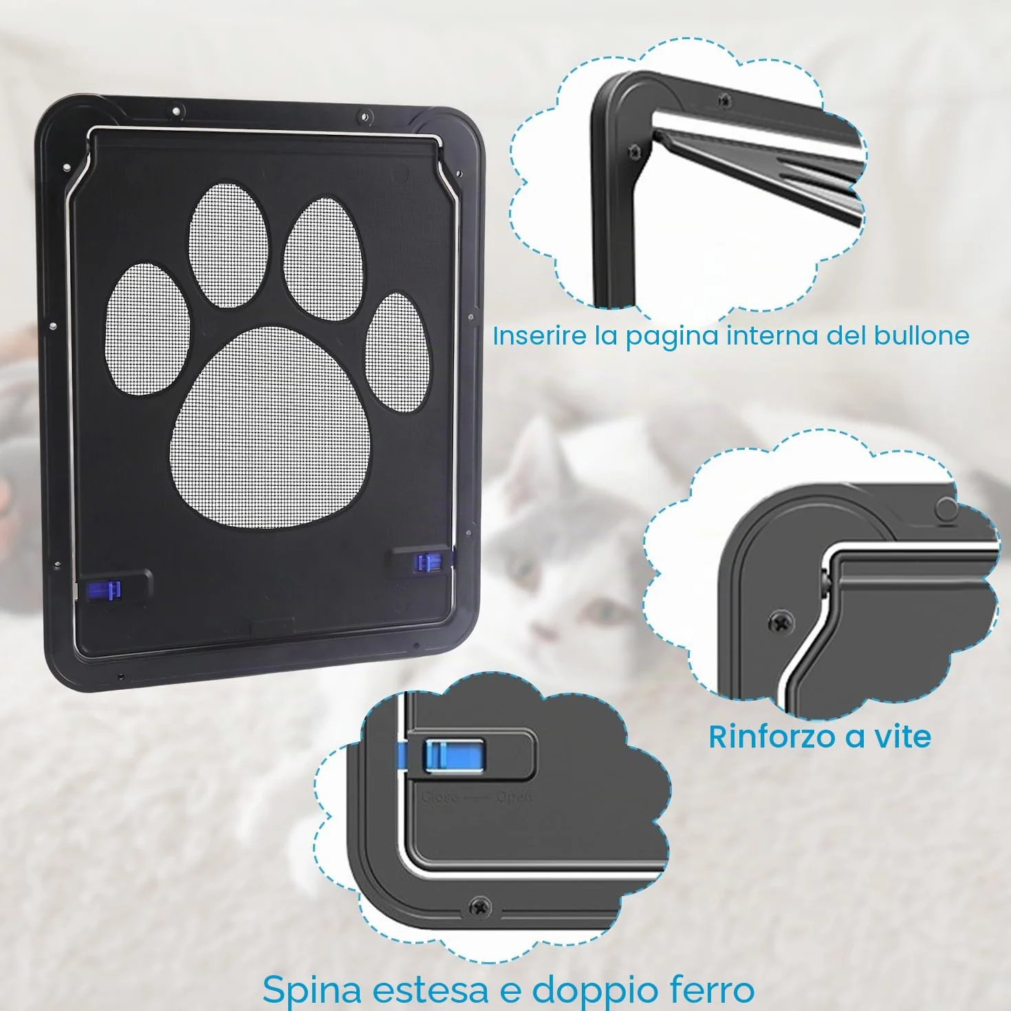Gattaiola per Animali Domestici - Porta Basculante per Cani e Gatti 24 x 29 cm - Zanzariera Porticina Facile da Installare - Sportellino Finestra
