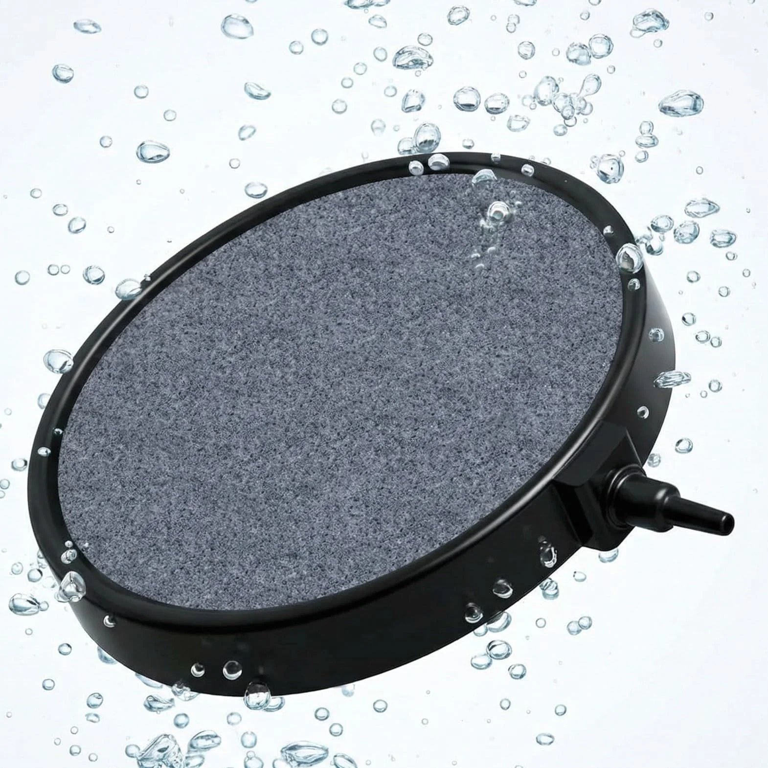 Pietra d'Aria per Acquario 10cm con Aspiratore Disco di Pietra d'Aria Tubo Flessibile da 4 mm / 8 mm Collegabile, per Laghetti Acquario, Acquacoltura, Stagni