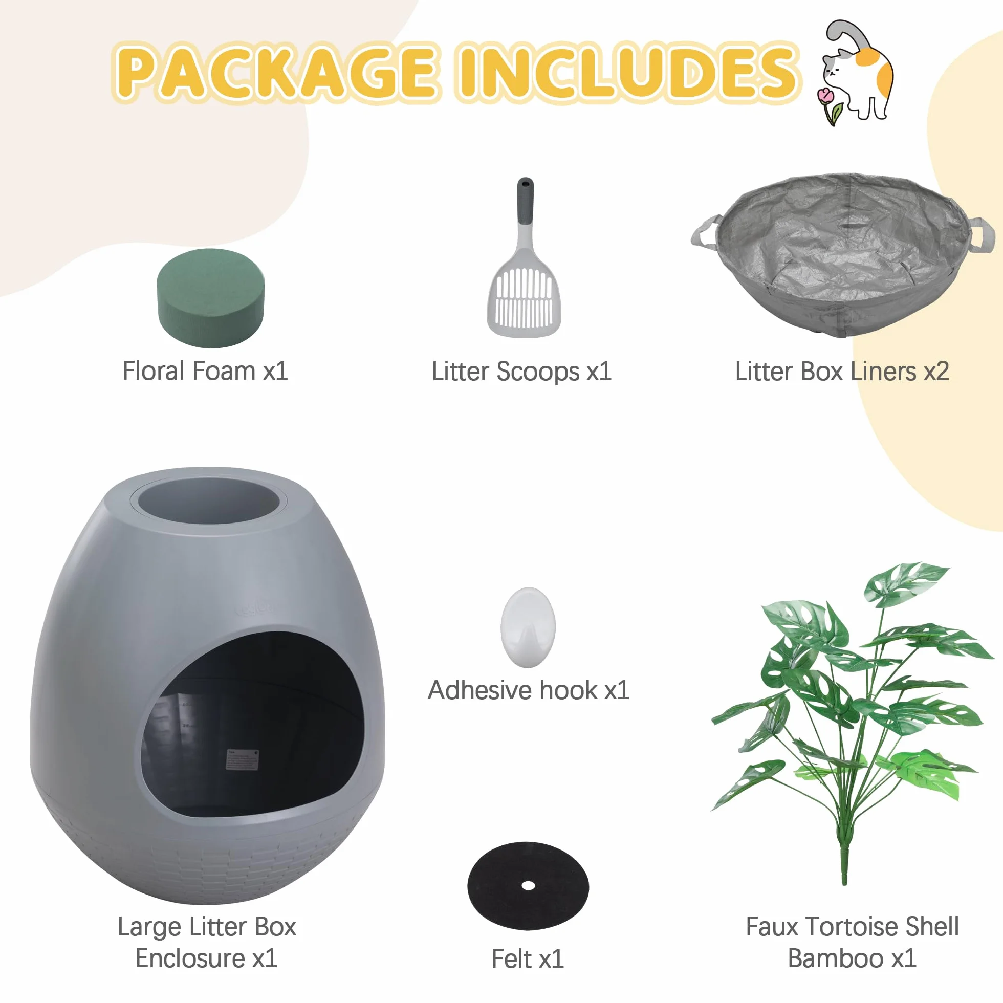 Lettiera multifunzione con coperchio – Con pratiche suole in plastica, adatta per la maggior parte dei gatti, la scelta ideale per appartamenti e uffici, grigio