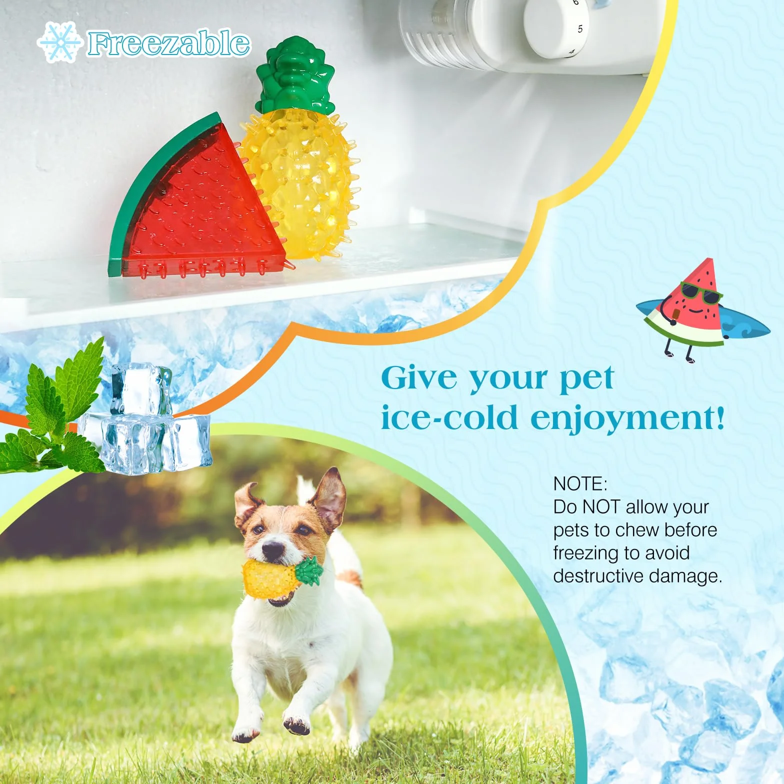 Pawaboo Giochi per Masticare, Giocattolo Interattivo, Giocattolo per Animali, Giocattoli con Squeak per Cani, a Forma di Anguria e Ananas, Resistenti Giochi per Cani