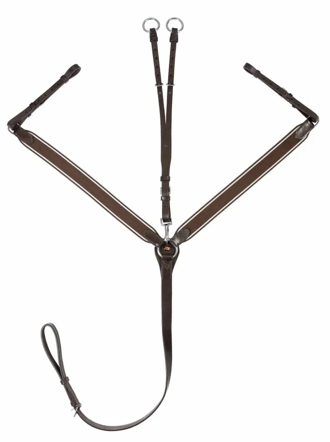 Pettorina per cavalli in pelle con fibbia in acciaio inox - Frontale regolabile con cinghia elastica - Accessori per cavalli (Cob, marrone)