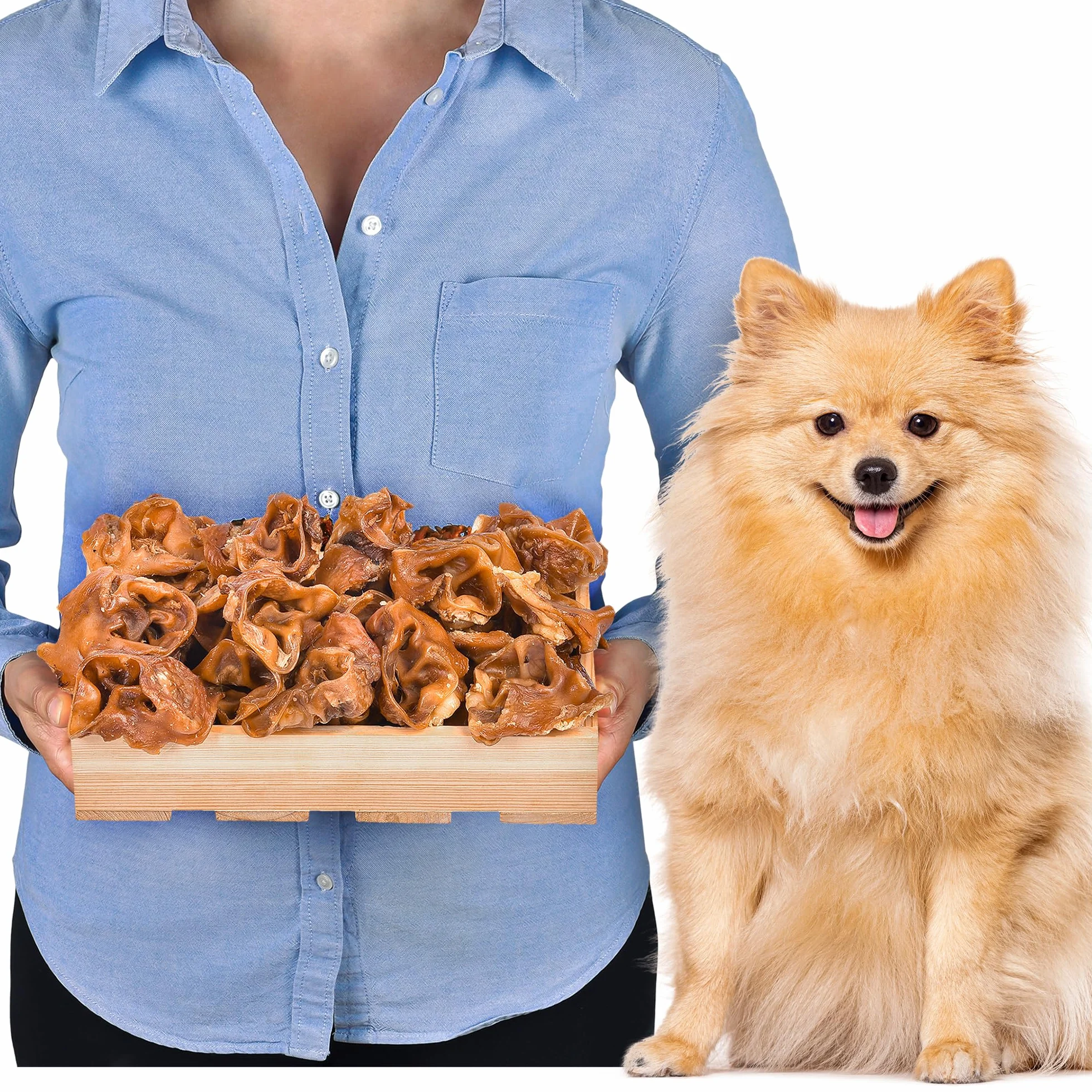 Spuntini a forma di orecchie di maiale per cani, 1 kg (circa 26 – 30 pezzi), naturali e asciugati all'aria, senza cereali, a lunga durata, spuntino monoproteico