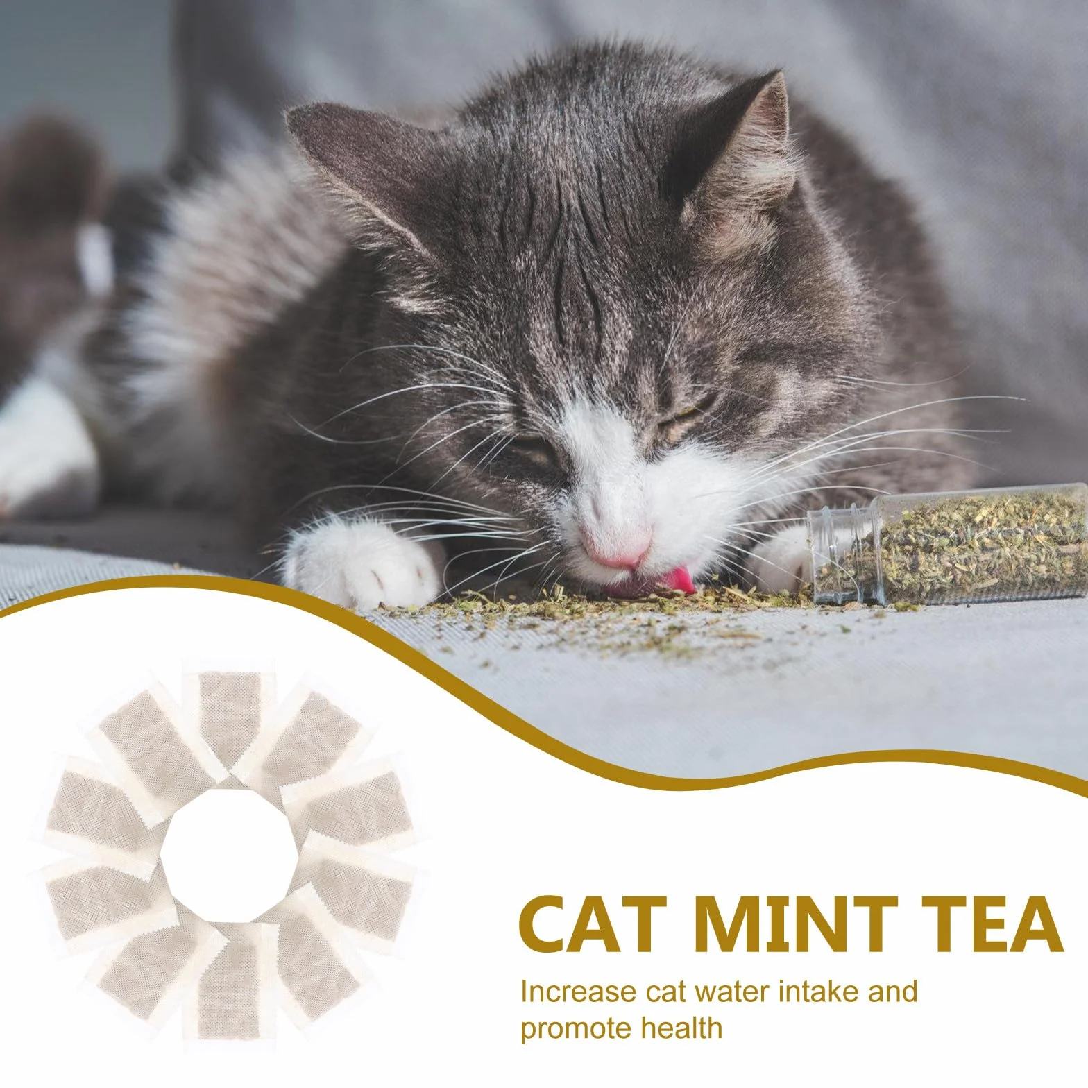 Bustine di tè al Catnip per Gatti Beige 10 2g Ciascuna, Ricarica Naturale per Giocattoli e Cuscini Tono Dell'umore dei Gatti