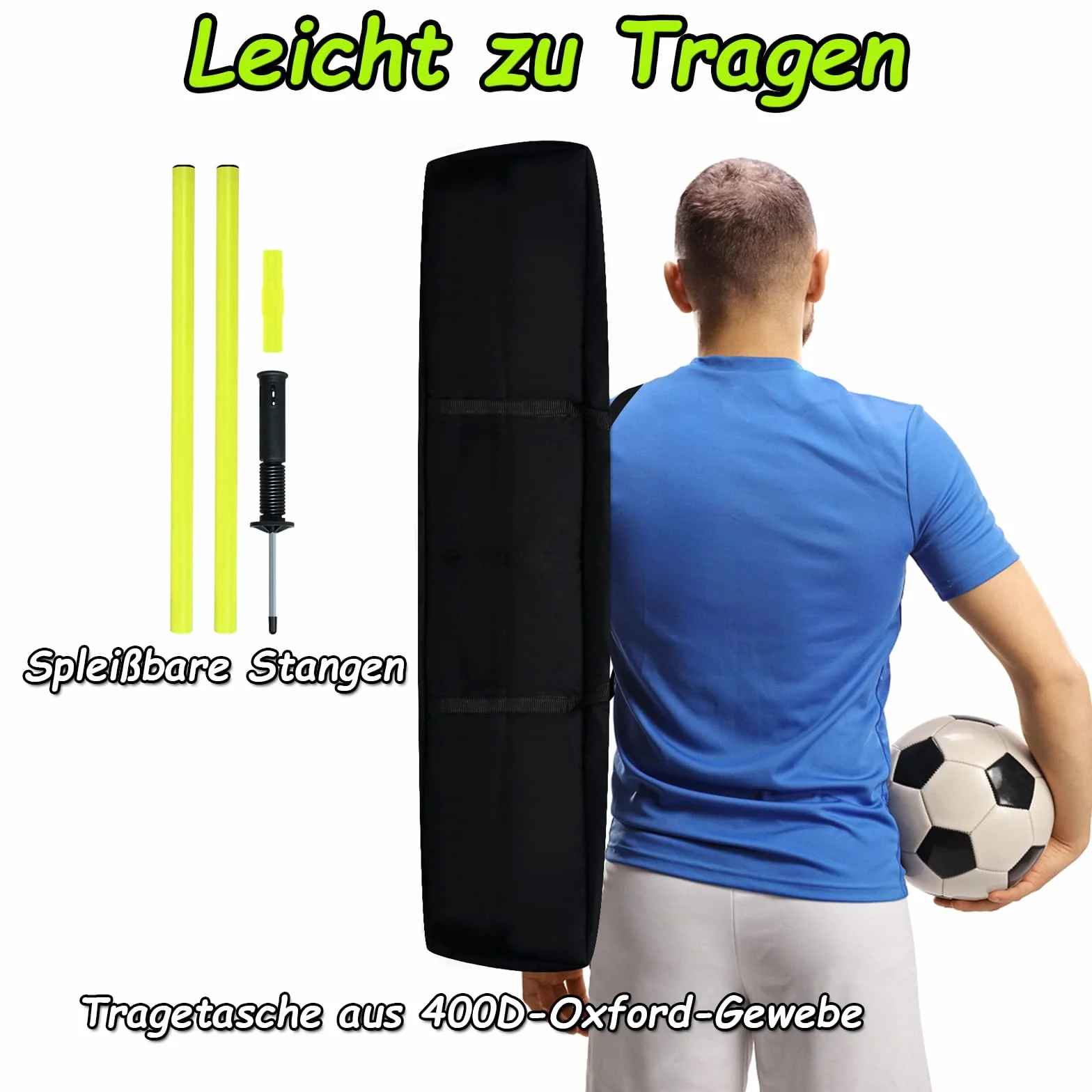 Froadp Set di 6 aste da slalom in plastica per calcio, accessori da allenamento per cani, calcio, con giochi da pavimento in metallo e piume per calcio dribblings allenamento di coordinazione (set da 6)