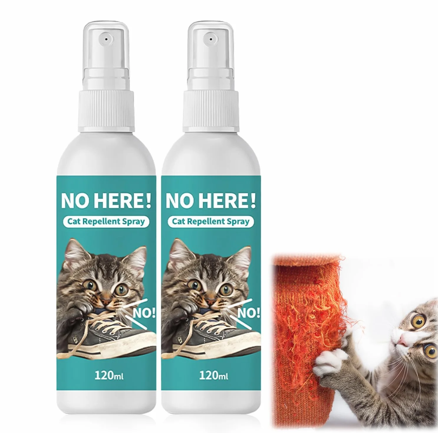 2pc Spray Repellente per Gatti, Spray Disabituante per Gatti, Repellente Gatti e Spray AntiGraffio per Gatti Divano, Uso Interno ed Esterno, Protezione del Divano e Mobili, Ideale per Casa e Giardino