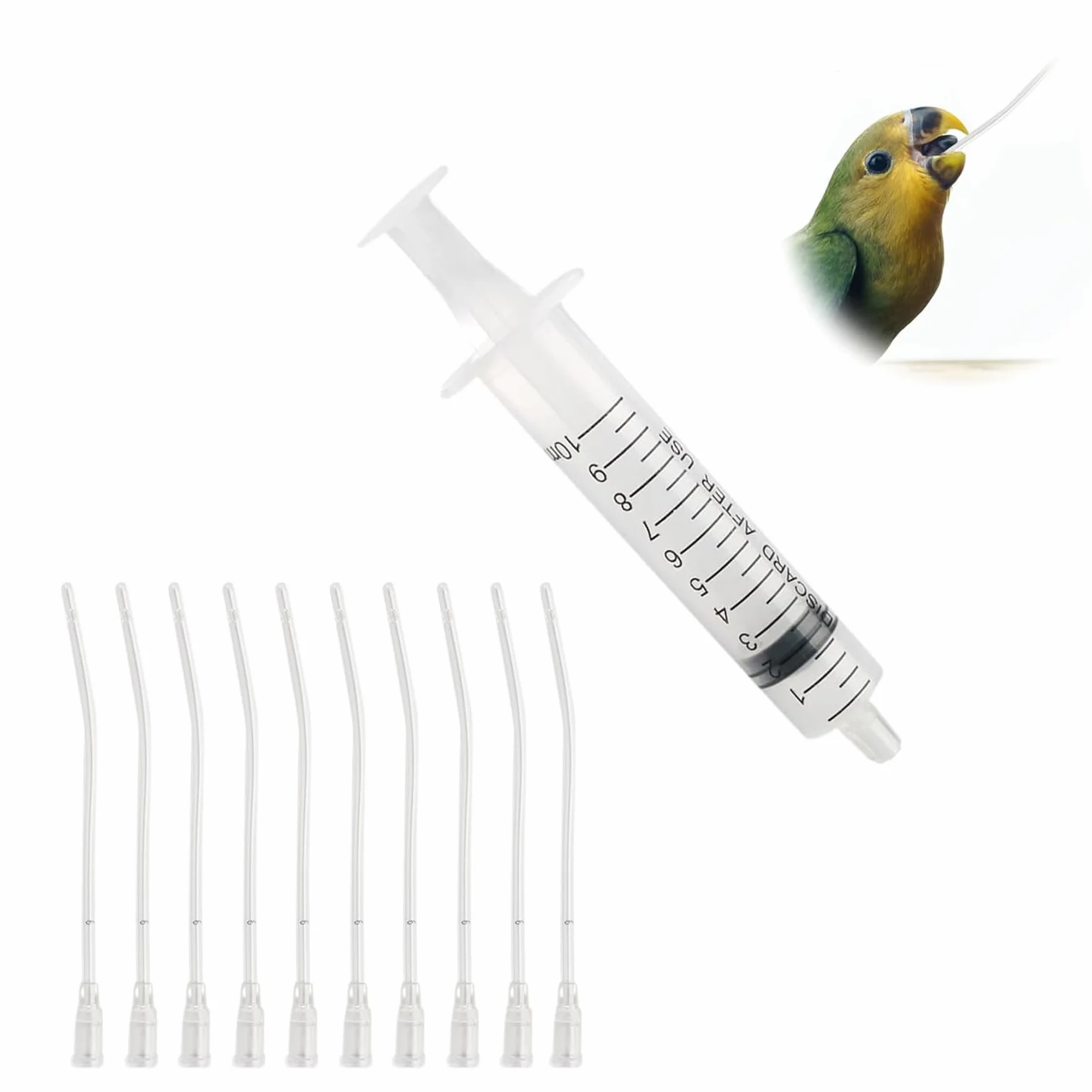 Alimentatore Pappagalli,10 ml Siringhe per L'alimentazione degli Uccellini con 10 Tubi,Strumento per L'alimentazione Manuale di Pappagalli,Piccioni,Passeri e Piccoli Animali,Mangiatoia