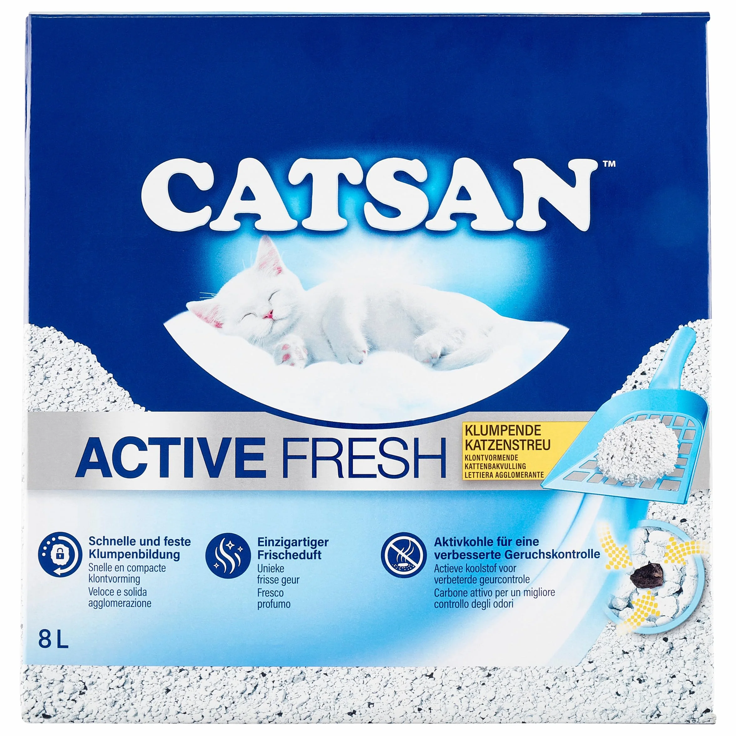 Catsan Active Fresh Lettiera Agglomerante per Gatti, Efficace Controllo Odori, 8 Litri