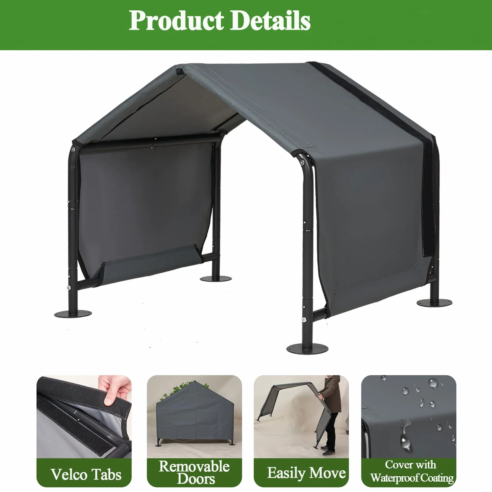 Grande riparo per cani – Tenda da esterno per animali domestici con porte aggiornate, tettoia esterna per sole e pioggia, per cani, gatti, piccoli animali e bestiame con copertura antipioggia
