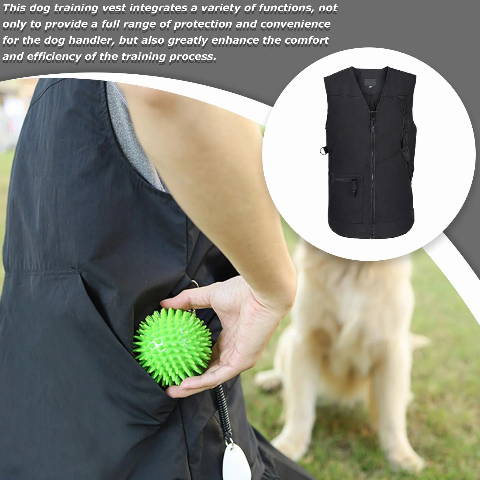 Giacca da addestramento per animali domestici, gilet professionale per addestramento del cane, con tasche multiple, traspirante, regolabile, abbigliamento per cani, caccia, abbigliamento per