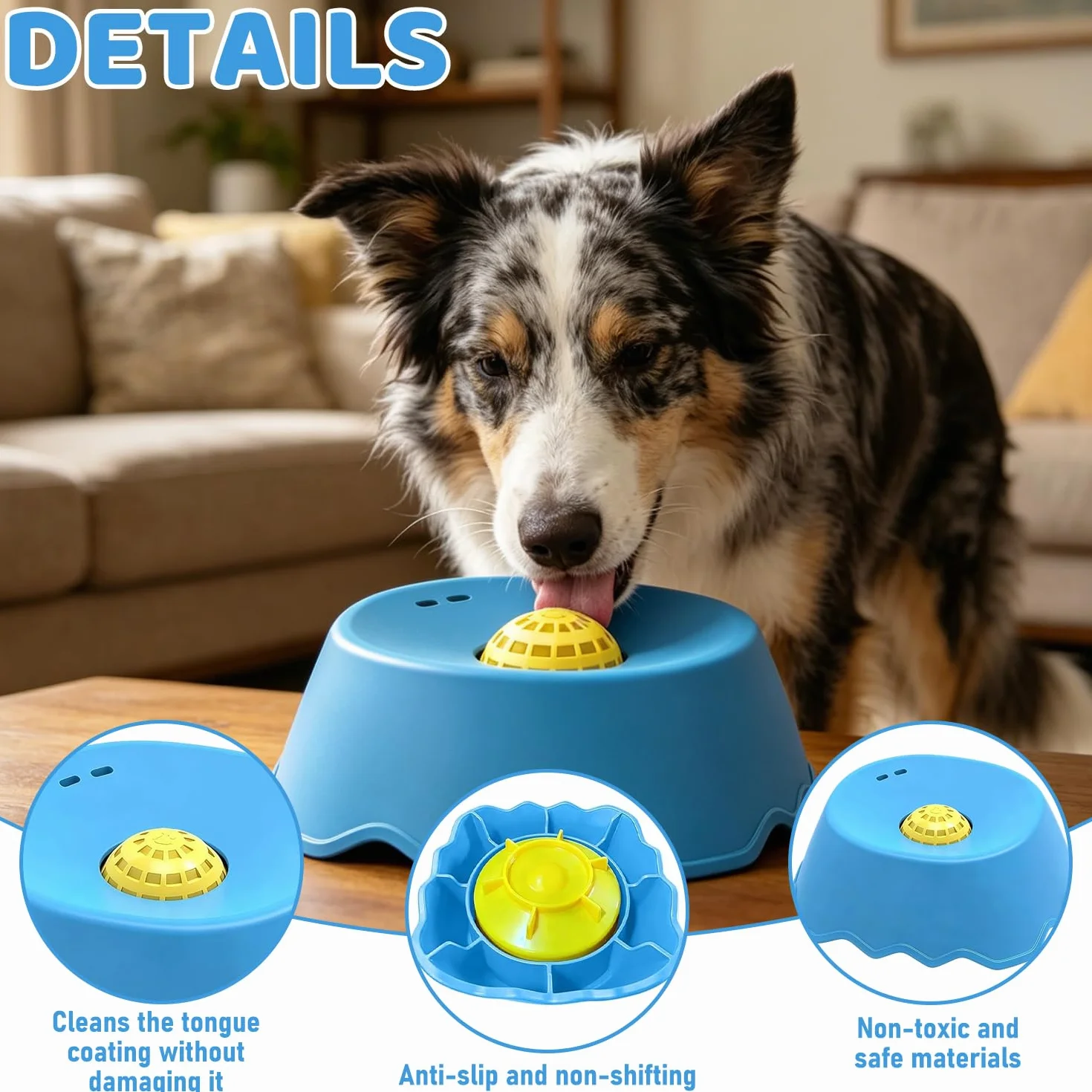 Lick Bowl per cani, Dispenser per leccare la palla, Dog Lick Toy, Giocattoli per cani e gatti per cibo liquido, Ciotola da leccare per cani, Cane Slow Feeder Lick Bowl, per addestramento, alime (A)
