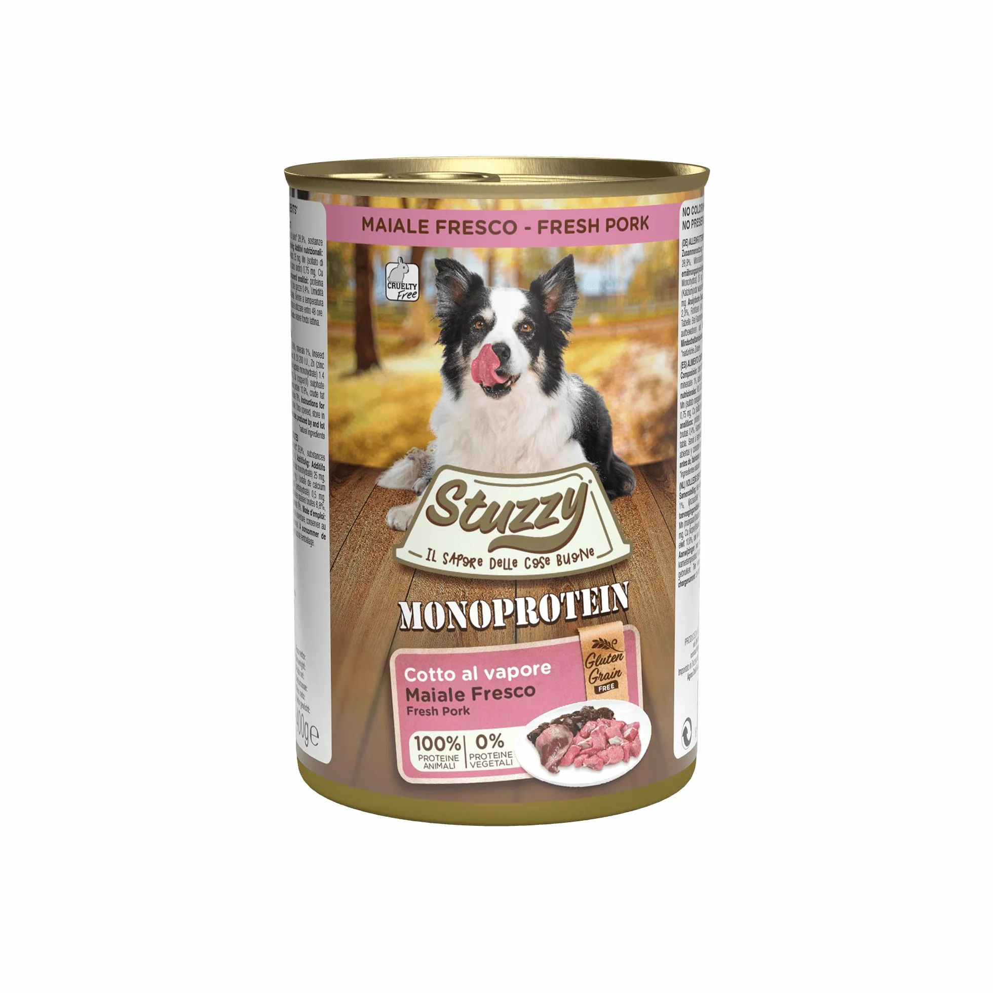 Stuzzy Monoprotein Cibo Umido per Cani con Maiale, 100% Proteine Animali, 6x400g