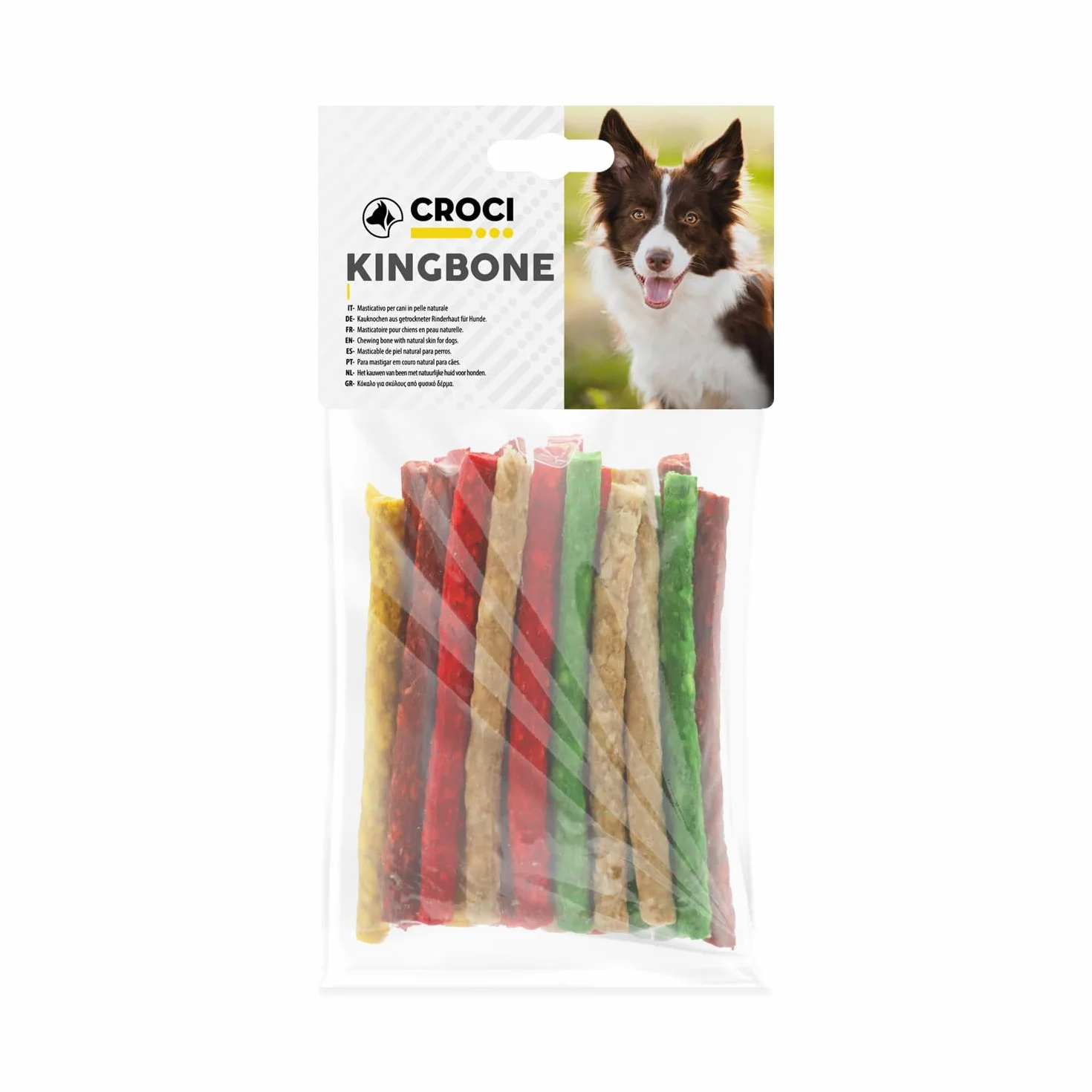 Croci King Bone - Bastoncino Snack premio masticativo per cani in Pelle Bovina, dental stick per la pulizia dei denti, 13 cm - 25 pz