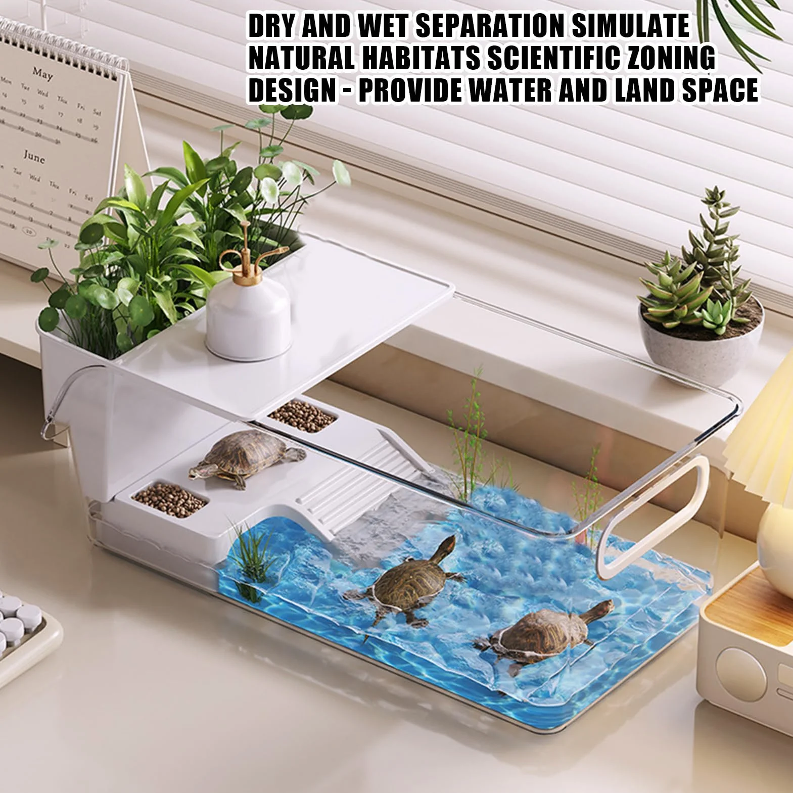 Acquario per Tartarughe Acquatiche | Vasca per Rettili | Habitat Trasparente con Zona Basking per Piccoli Animali Gechi Pesci Anfibi