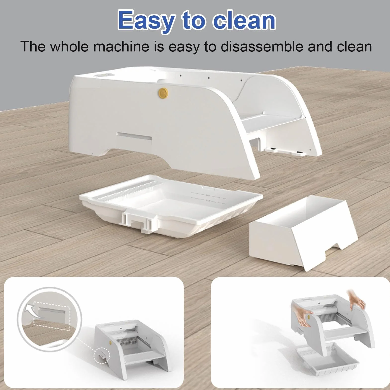 Lettiera con coperchio aperto, lettiera per gatti con pulizia automatica | Toilette per gatti con lettiera aperta,Cassette per gatti di grande capacità Vassoio per lettiera Controllo app Toilette per