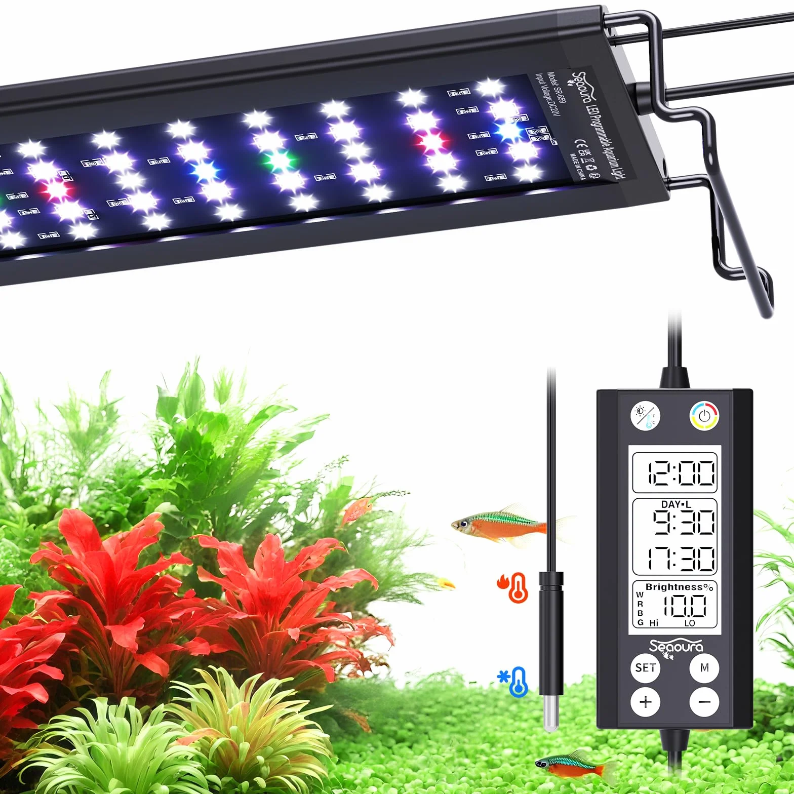 SEAOURA Luce per Crescita Piante Acquario 75-90cm Spettro Completo Programmabile 24/7 WRGB