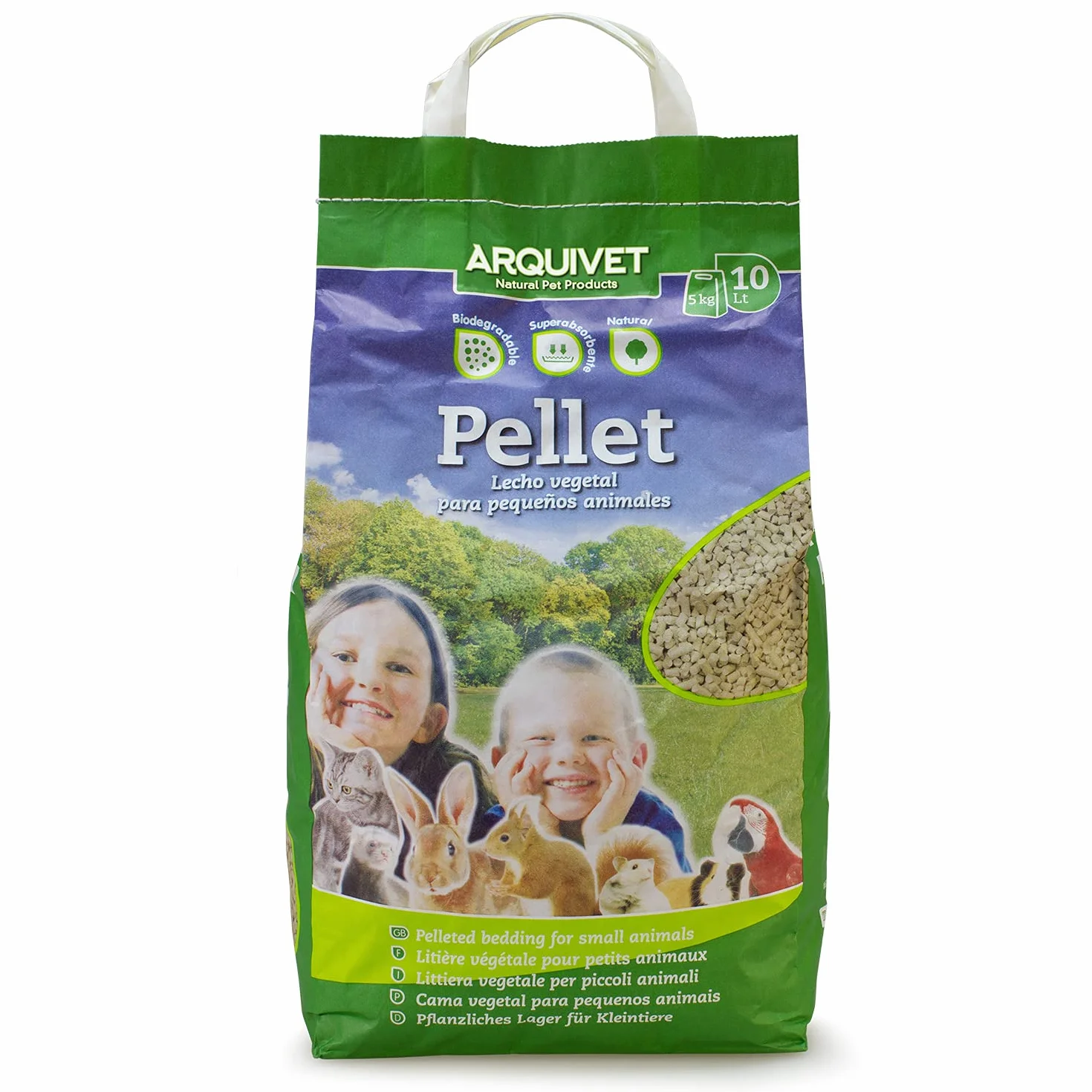 ARQUIVET Pellet - Lettiera igienica naturale, vegetale, biologica per gatti e piccoli roditori mammiferi - Biodegradabile - Assorbe liquidi e cattivi odori
