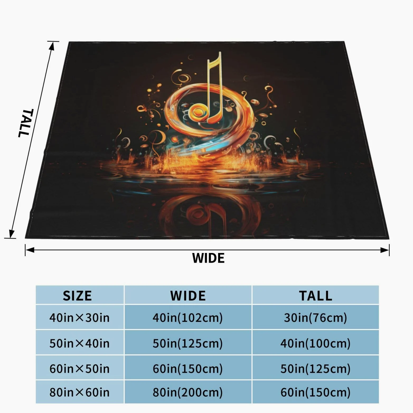 Coperta decorativa morbida e calda in flanella per bambini, cane, gatto, 127 x 152 cm, stampa con simboli musicali