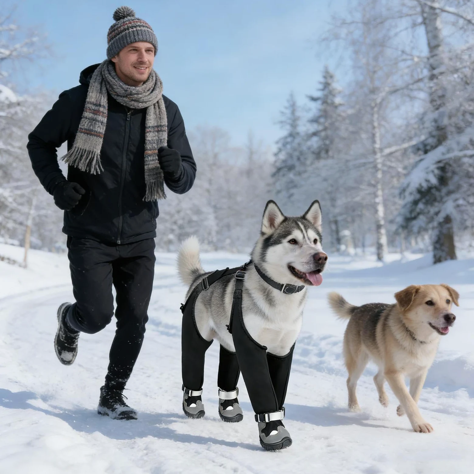Scarpe per Cani Animali Antiscivolo Traspiranti Impermeabili | Scarpe Invernali da Cani Per Caccia, Passeggiate, Campeggio, Attività All'aperto, Uscite Quotidiane E