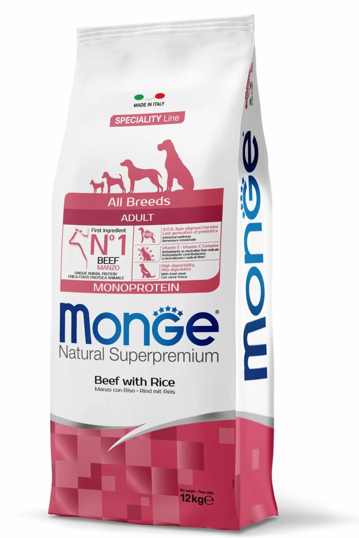 Monge Natural Superpremium ADULT BEEF AND RICE cibo secco per cani 12 kg