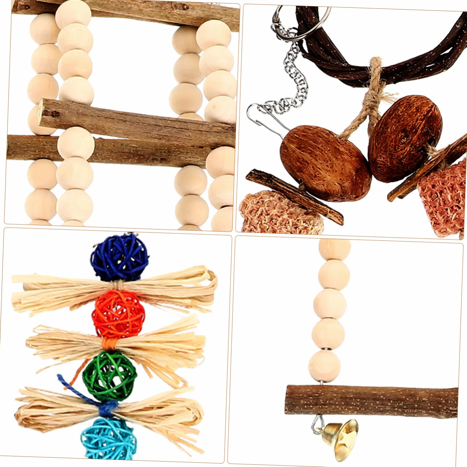BESTonZON Giocattolo Per Pappagalli in Legno Sicuro Scala Per Uccelli e Altalena Di Giocattoli Da Masticare Per Gabbia Accessori Per Parrocchetti