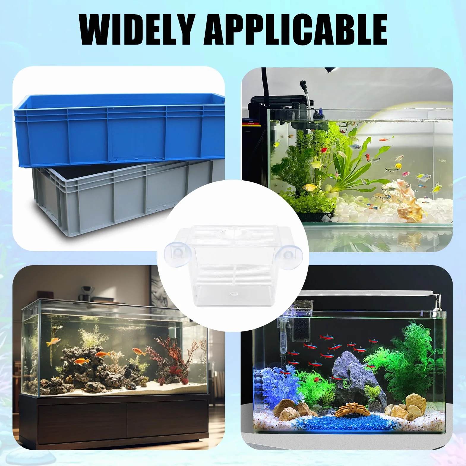 Scatola per l'allevamento di Pesci in Acrilico con Ventose, Isolatore per Acquario Ideale per Acclimatazione Pesci e Gamberetti, Box per Incubazione di Avannotti e Protezione Pesci Piccoli