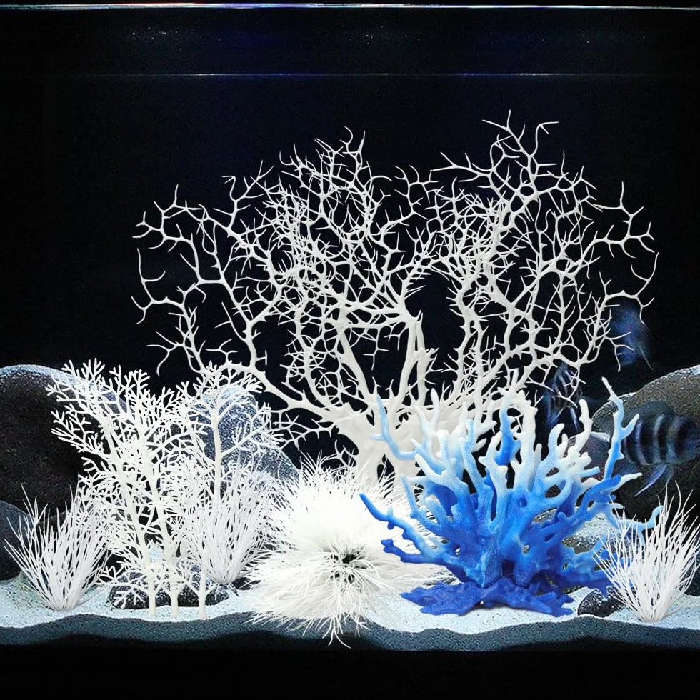 Set decorazioni corallo artificiale 8 pezzi per acquario