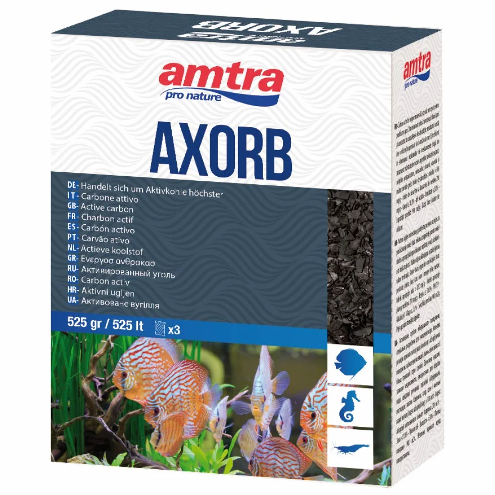 AMTRA AXORB - Carbone Attivo di Origine Minerale per acquari, Acqua cristallina, previene Gli odori, Formato 525 gr