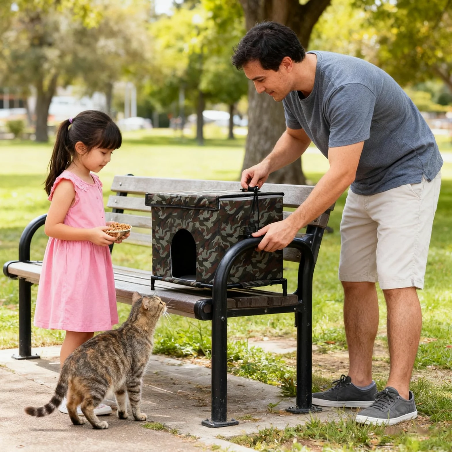 Casa per Gatti da Esterno Tenda Isolata E Calda | Base Rialzata Casa per Gatti Esterna Resistente alle Intemperie con Finestra Trasparente per Cani e Galline all'Aperto per