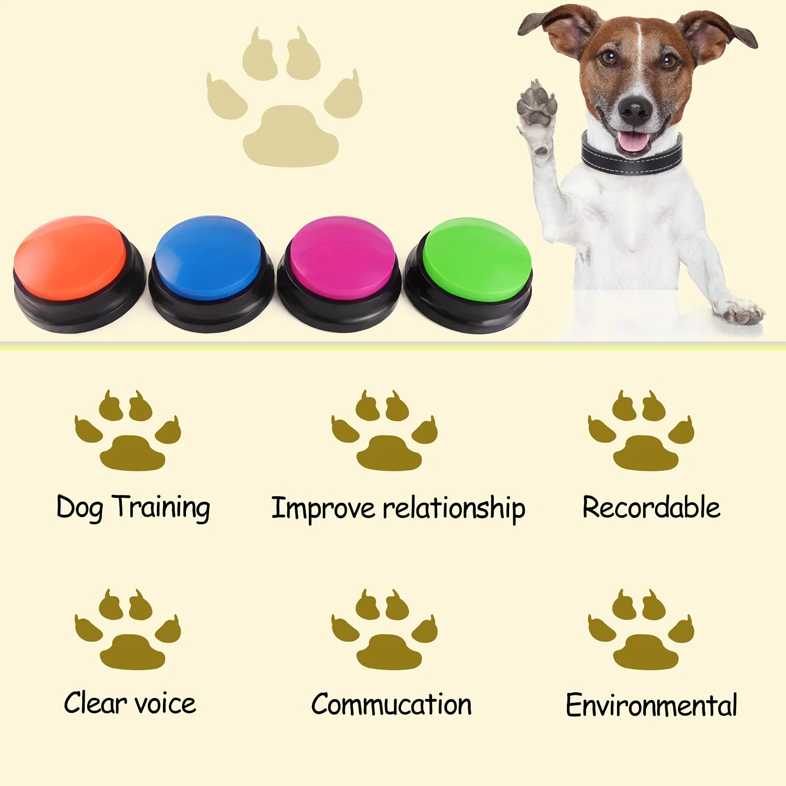 Pulsante di registrazione vocale, pulsanti per la comunicazione e l'addestramento degli animali domestici, registrazione e riproduzione in 30 secondi, regalo divertente per studio, ufficio casa (4