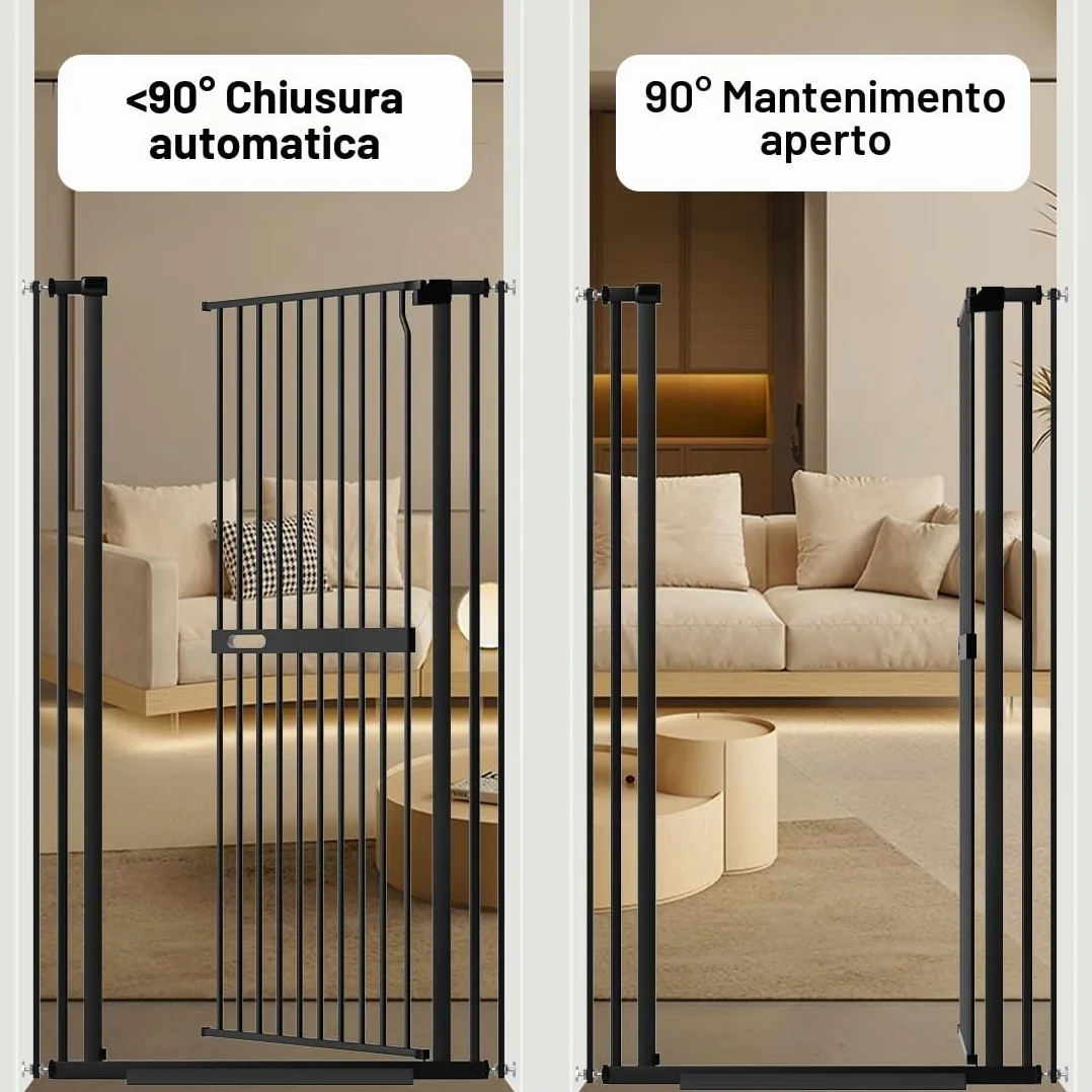 Xifamniy 155 cm Cancello Extra Alto per Gatti Montato a Pressione Auto Chiusura Cancello per Cani Extra Largo 76.5-92 cm Cancello Alto in Metallo per Porte per Gatti e Cani