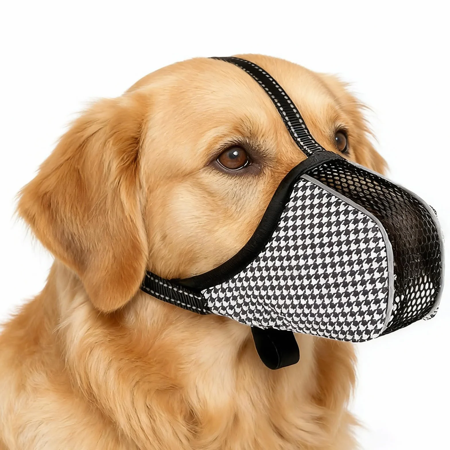 Vauki Museruola per cani, in rete traspirante, protezione da mangiare per cani, protezione da mordere, masticare e leccare, protezione da esche per cani di taglia media e grande (nero, L)