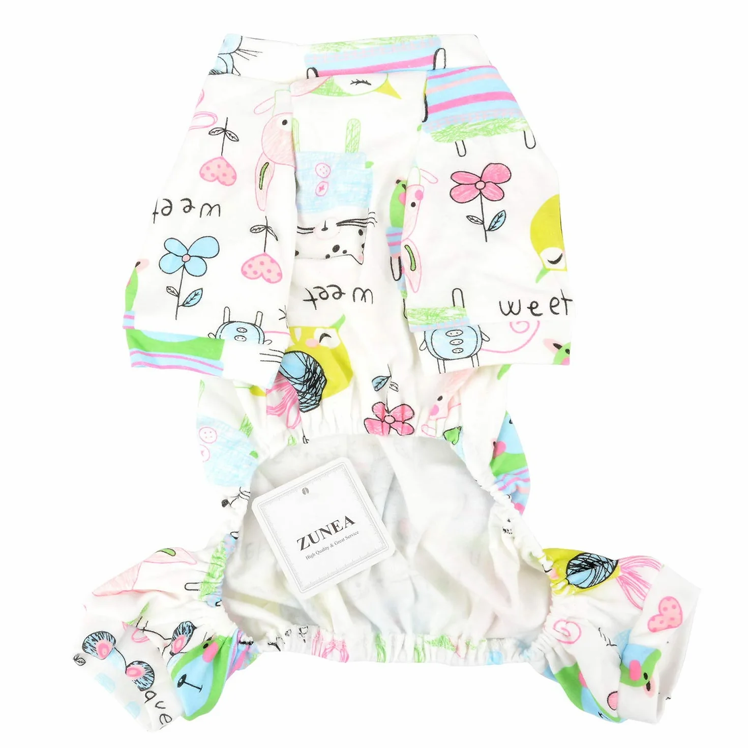 Zunea - Tuta per cani di piccola taglia, in cotone, motivo papere, copre le quattro zampe, unisex, per cani, gatti altri piccoli animali domestici