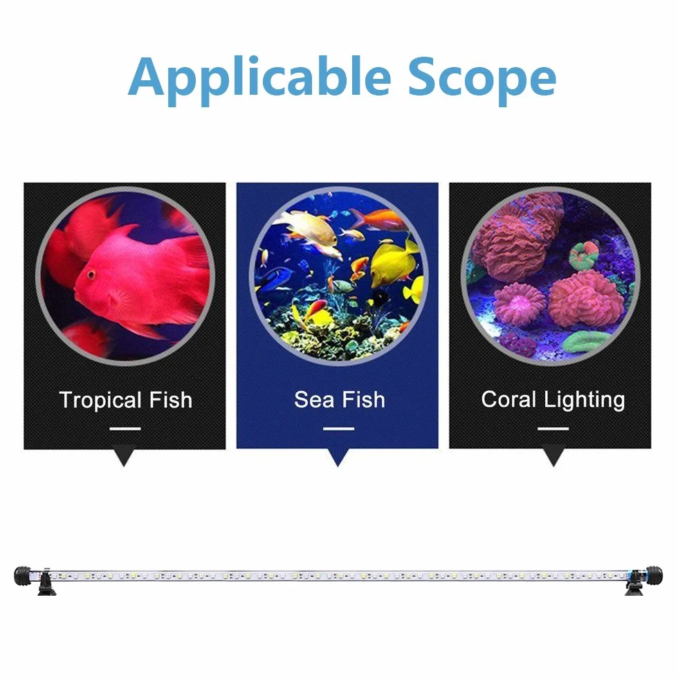 VARMHUS Aquarium Lighting Luce di Pesce Drago Illuminazione per Acquario Impermeabile (Deutschland Lagerhaus) (Bianco & Blu, 28cm)