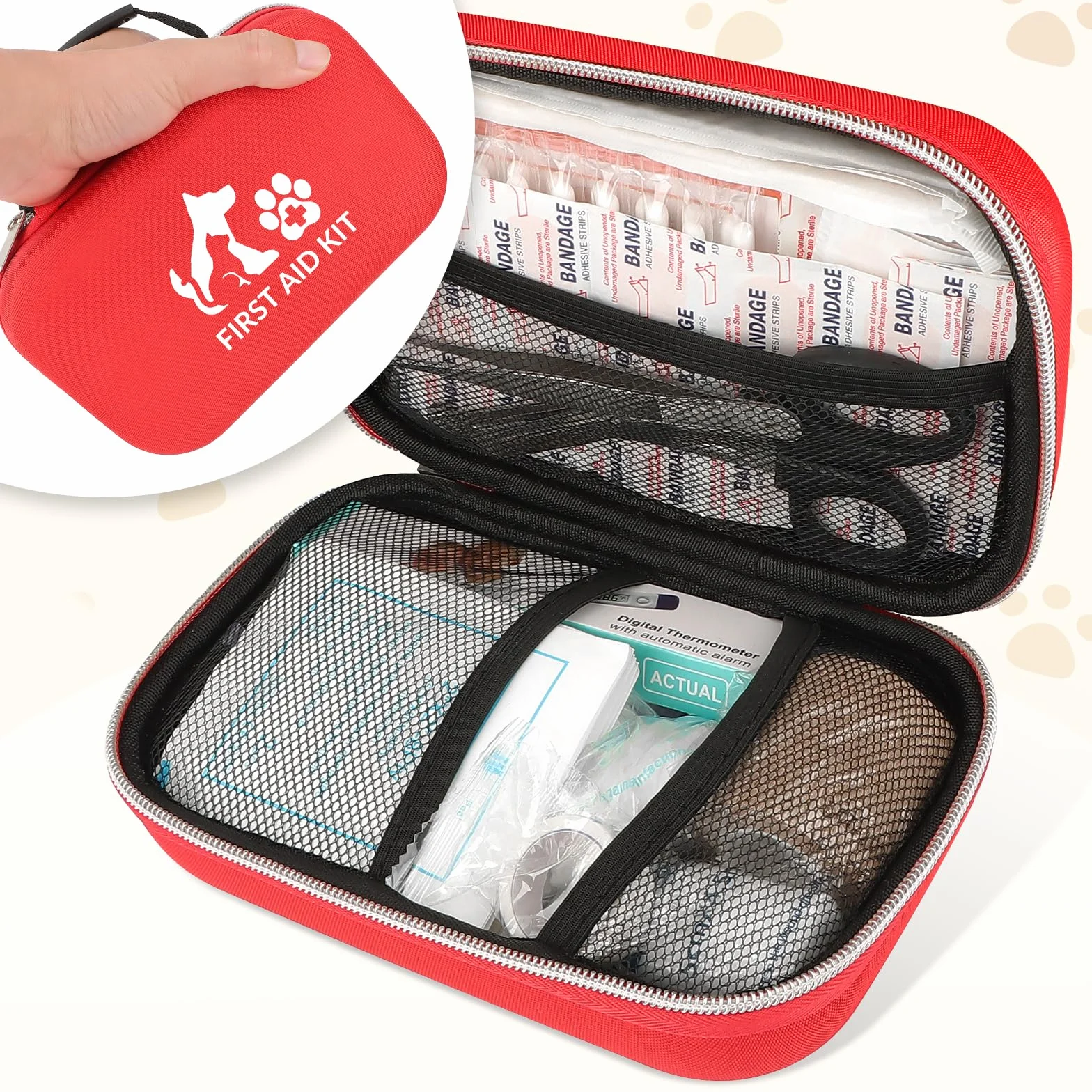 84 pezzi Kit Pronto Soccorso per Cani e Gatti,Kit Pronto Soccorso Cane per Animali Domestici,Compatto e Portatile,Ideale per la Cura Domestica e le Emergenze all'aperto