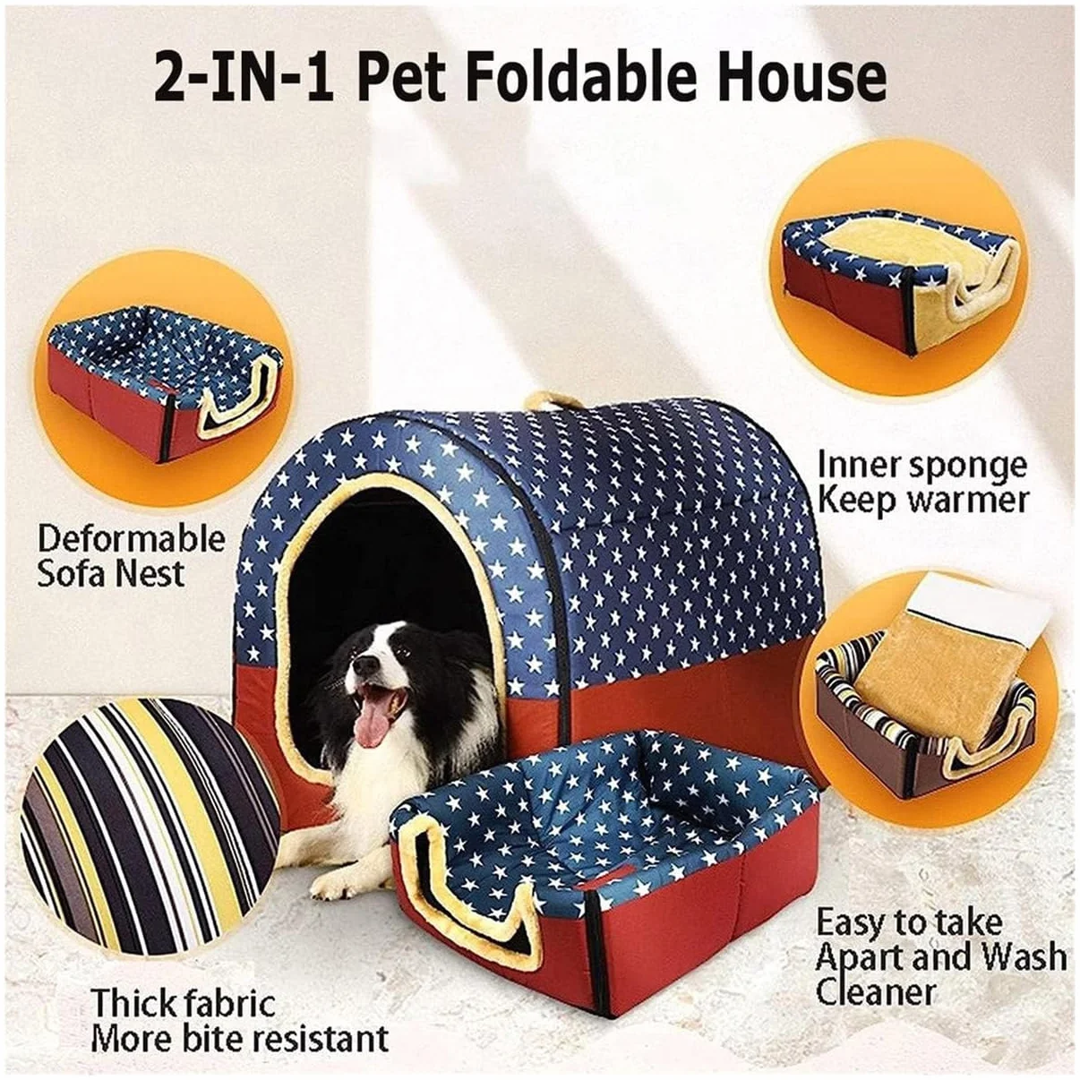 Cuccia per Cani Extra Large, Lussuosa Cuccia per Cani di Taglia Grande, XL Cuccia per Cani Grande Letto per Cane Rifugio per Gatti per Cani di Taglia Grande e Media, Interno Esterno (XL(75