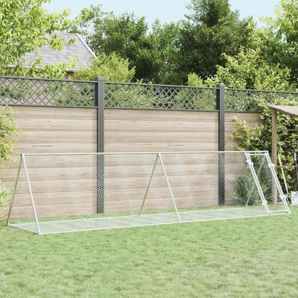 vidaXL Conigliera Argento 400x105x91 cm in Acciaio Zincato gabbia per conigli da esterno casetta per animali casetta per conigli