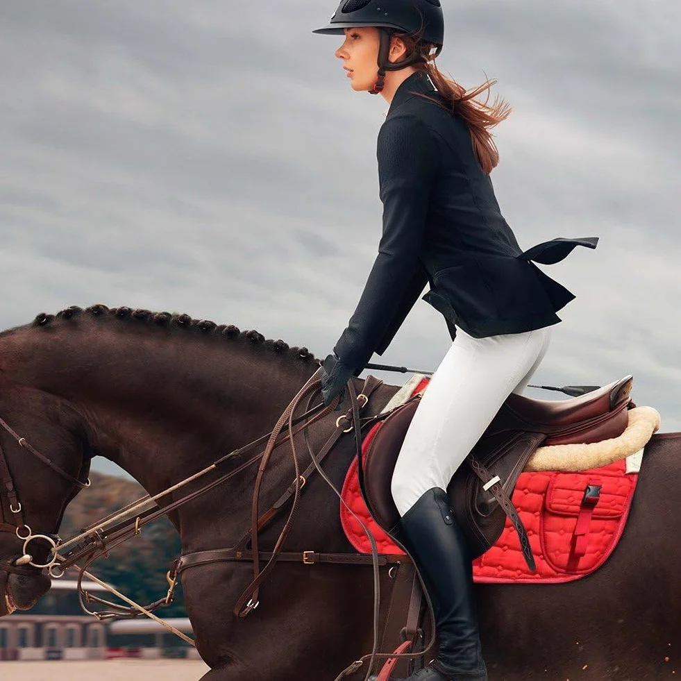 Sottosella Dressage Imbottito in Pile Trapuntato Inglese con Tasche