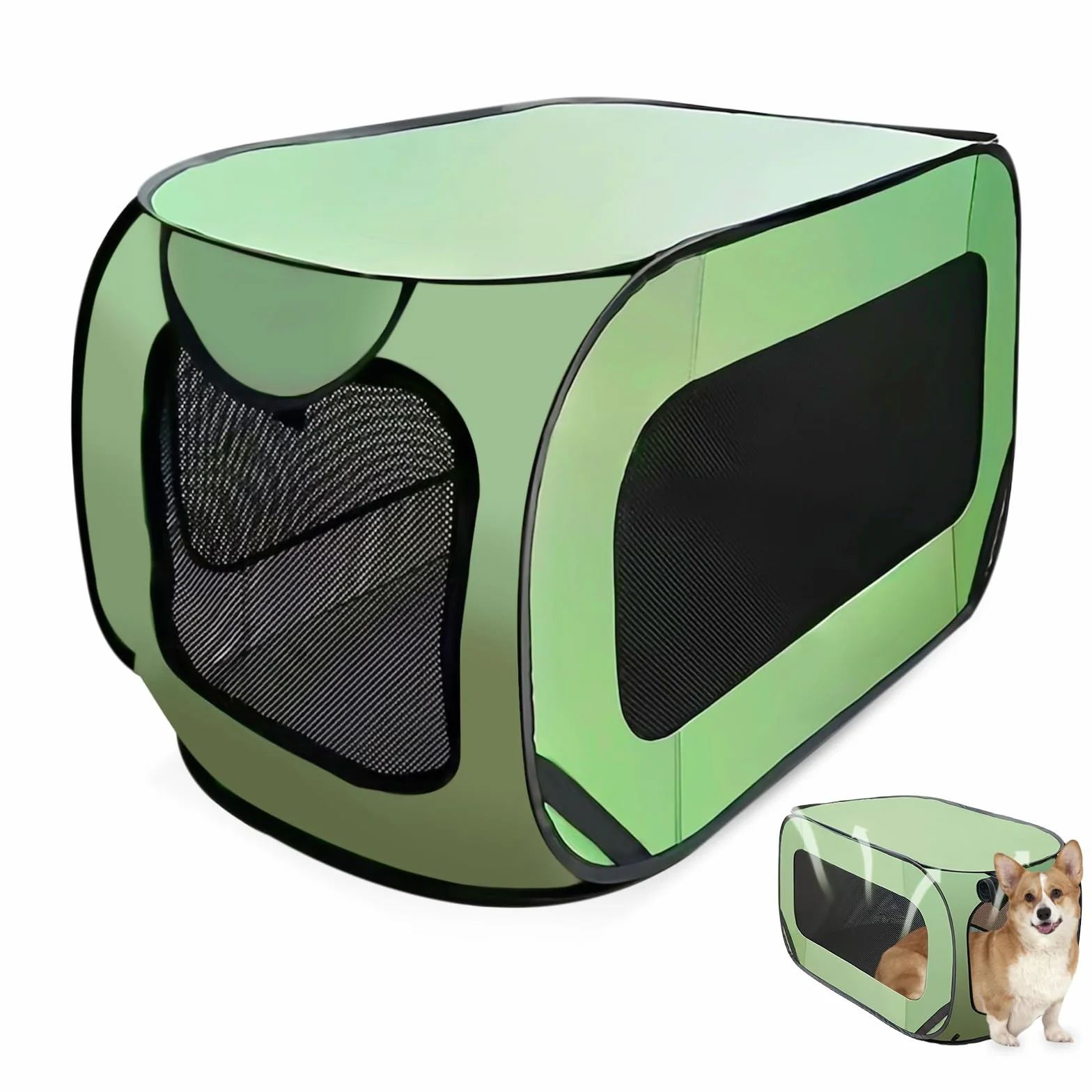 92 x 52 x 52 cm. Gabbia pieghevole per cani: trasportino portatile per cani con struttura in acciaio, tessuto Oxford impermeabile con cerniera, trasportino per cani