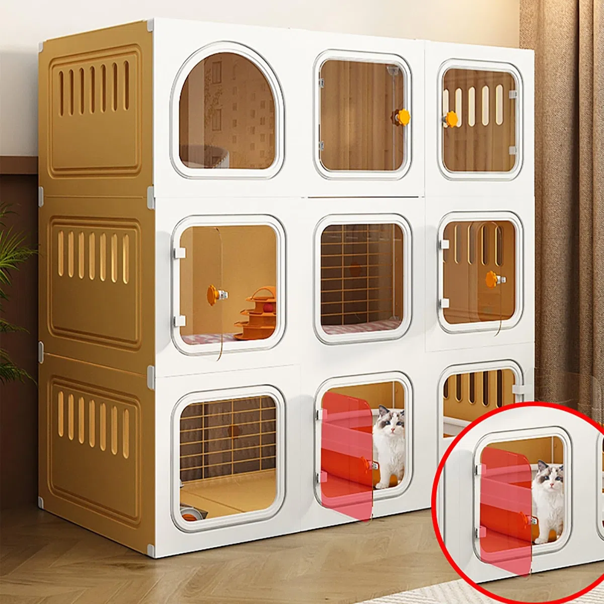 Gabbia per Gatti da Interno con Scala, tiragraffi e Cuccia - Habitat Ideale per Piccoli Animali Come Gattini, Cuccioli, porcellini d'India, Conigli, cincillà e furetti - Ampia Area per l'ese
