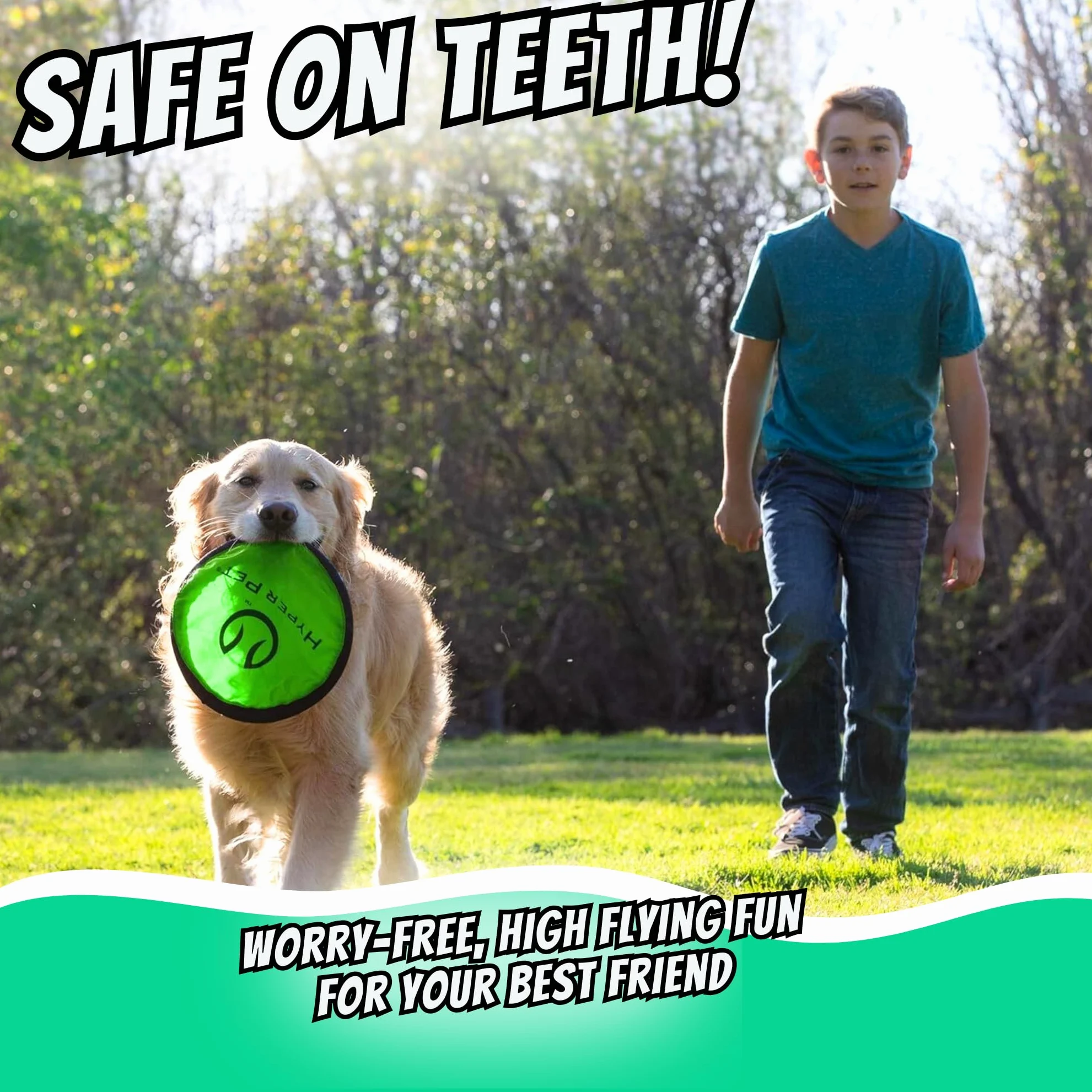 Hyper Pet, Flippy Flopper, Frisbee per cane, giocattolo per animali, galleggia in acqua ed è sicuro sui denti, confezione da 2, colori variabili