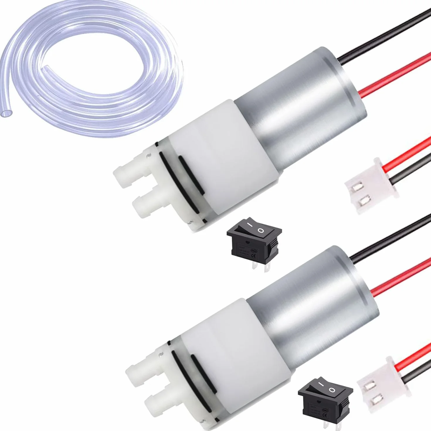 RUNCCI-YUN 2 pezzi DC 12V Mini Elettrica autoadescante Pompa Acqua a Membrana per tè macchina per acquario Aquarium, Fish Tank Fountain（Con terminali precablati）